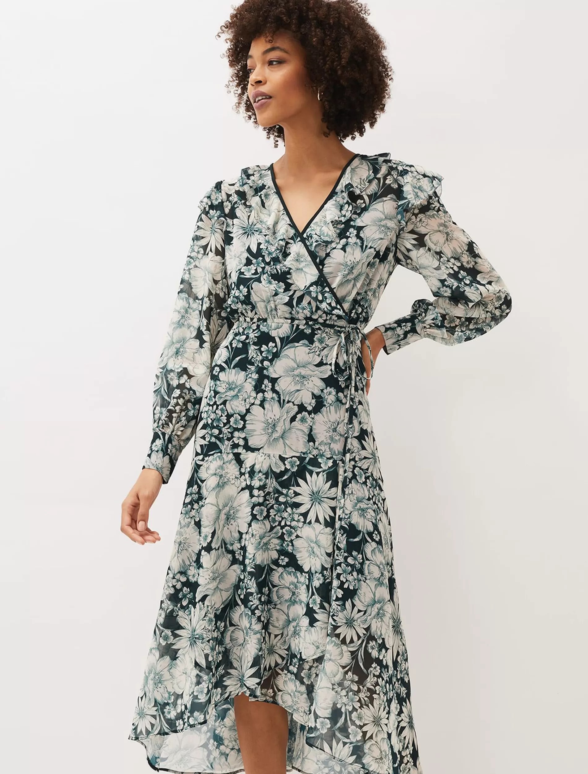 Phase Eight Indiana Floral Tiered Dress Pine Clearance