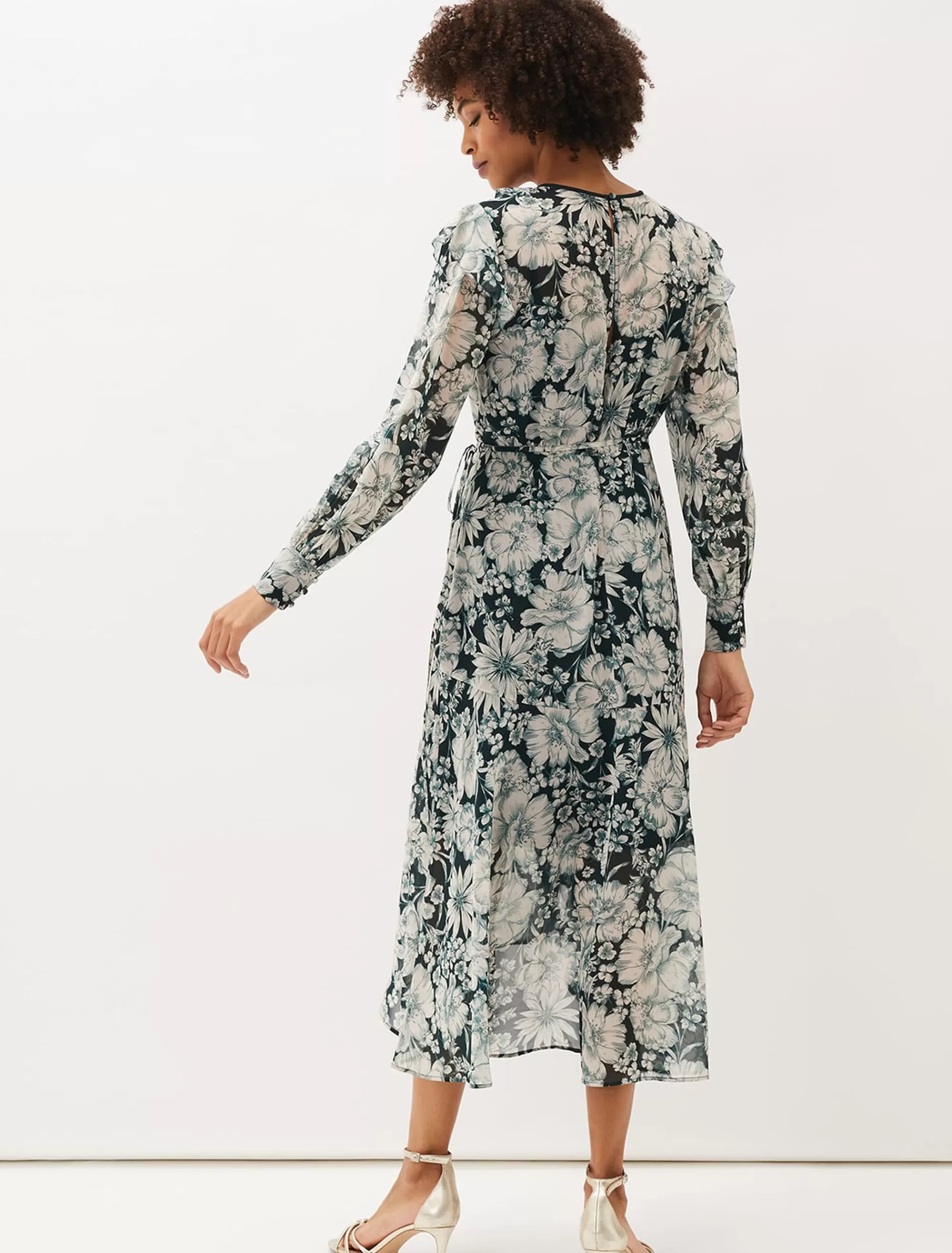 Phase Eight Indiana Floral Tiered Dress Pine Clearance