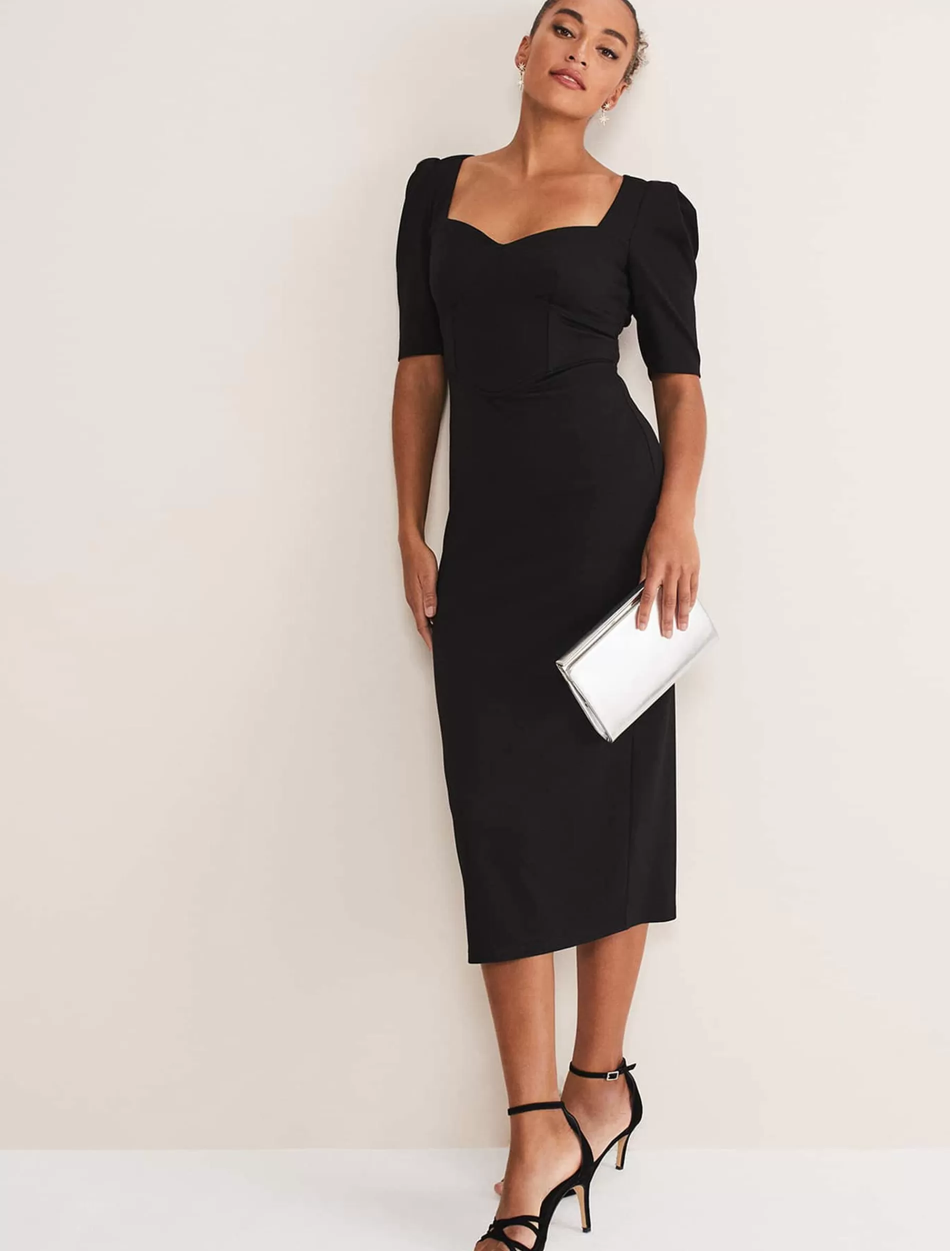 Phase Eight Indy Corset Bodycon Dress Black New