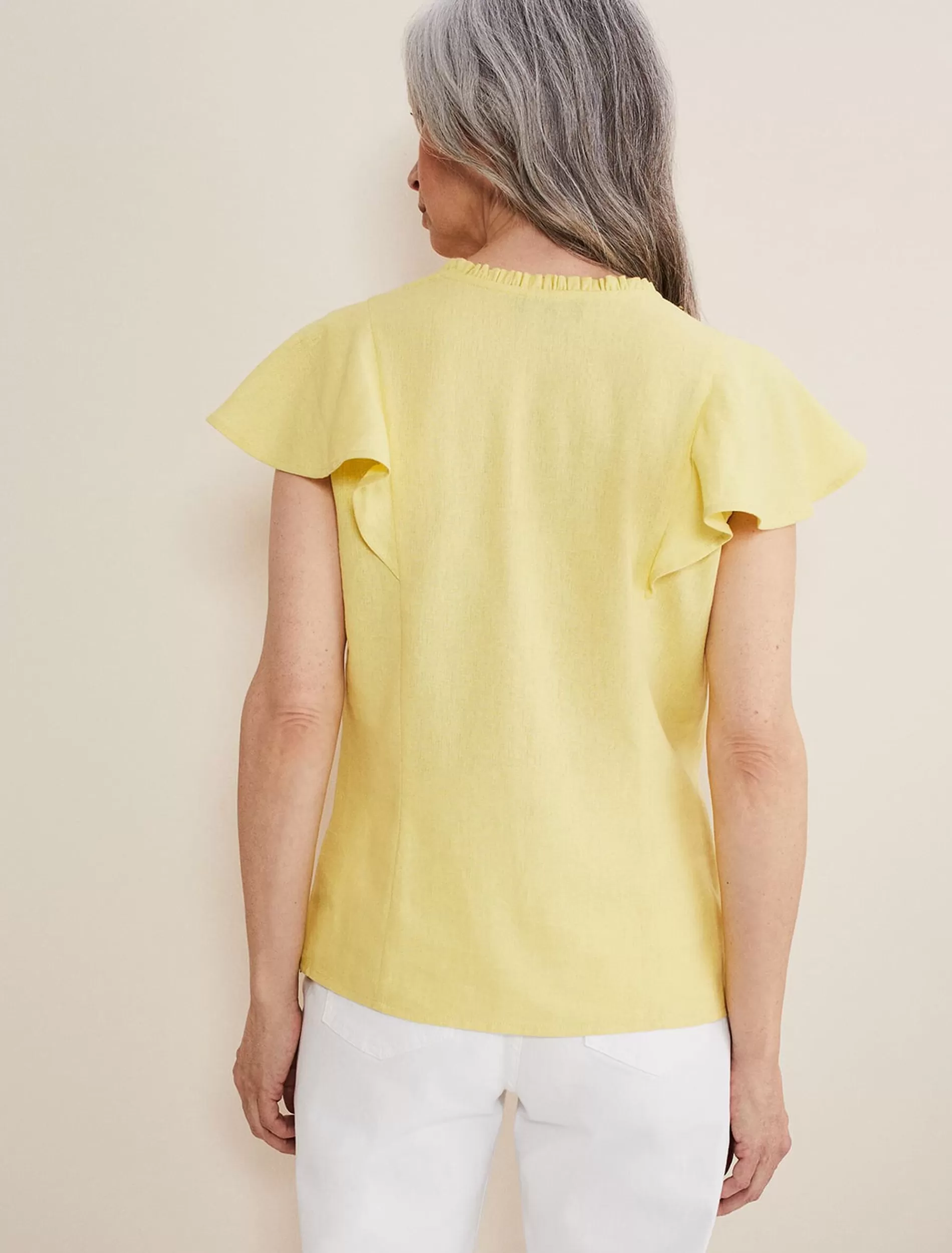 Phase Eight Ines Linen Top Yellow Cheap