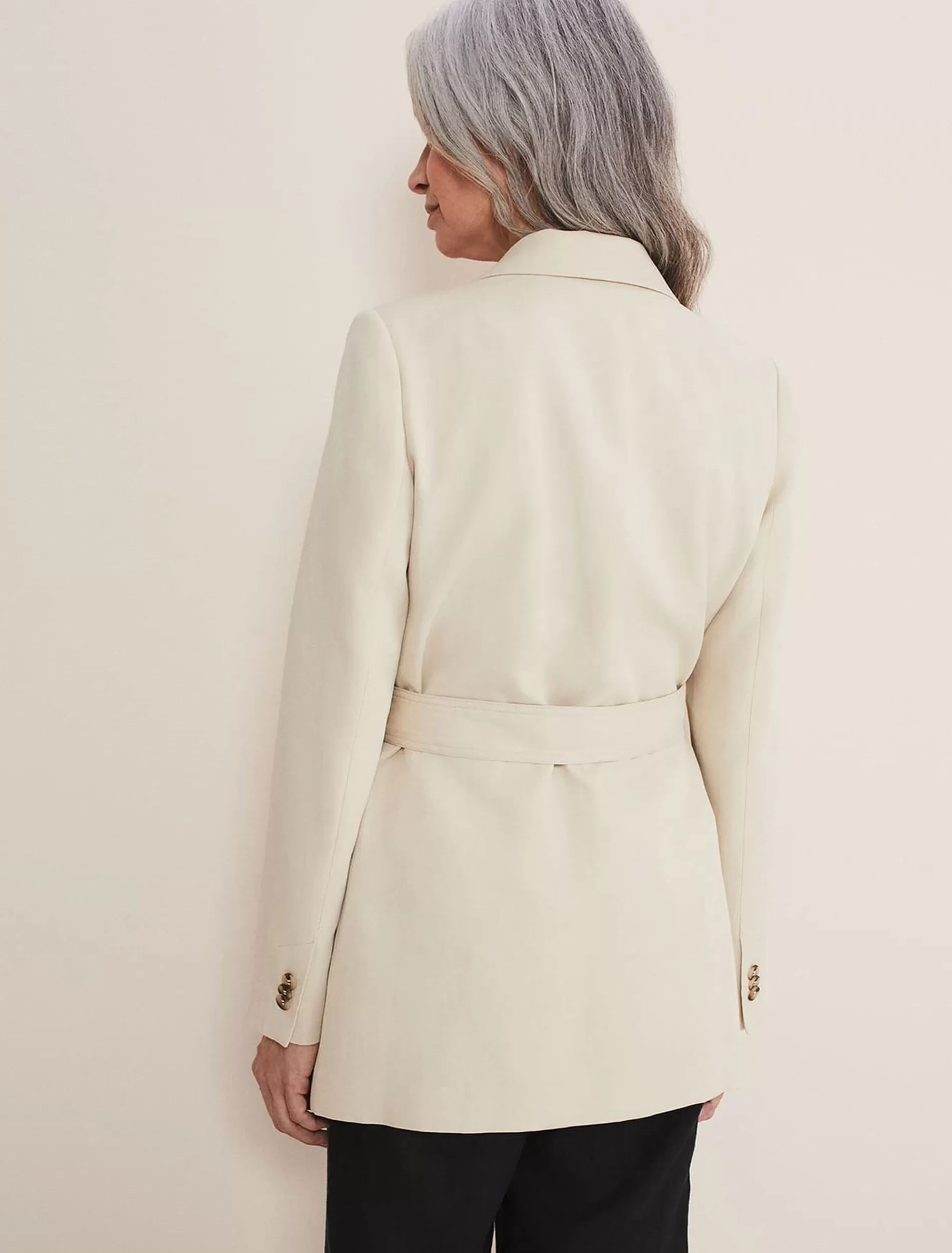 Phase Eight Inessa Linen Belted Blazer Stone Shop