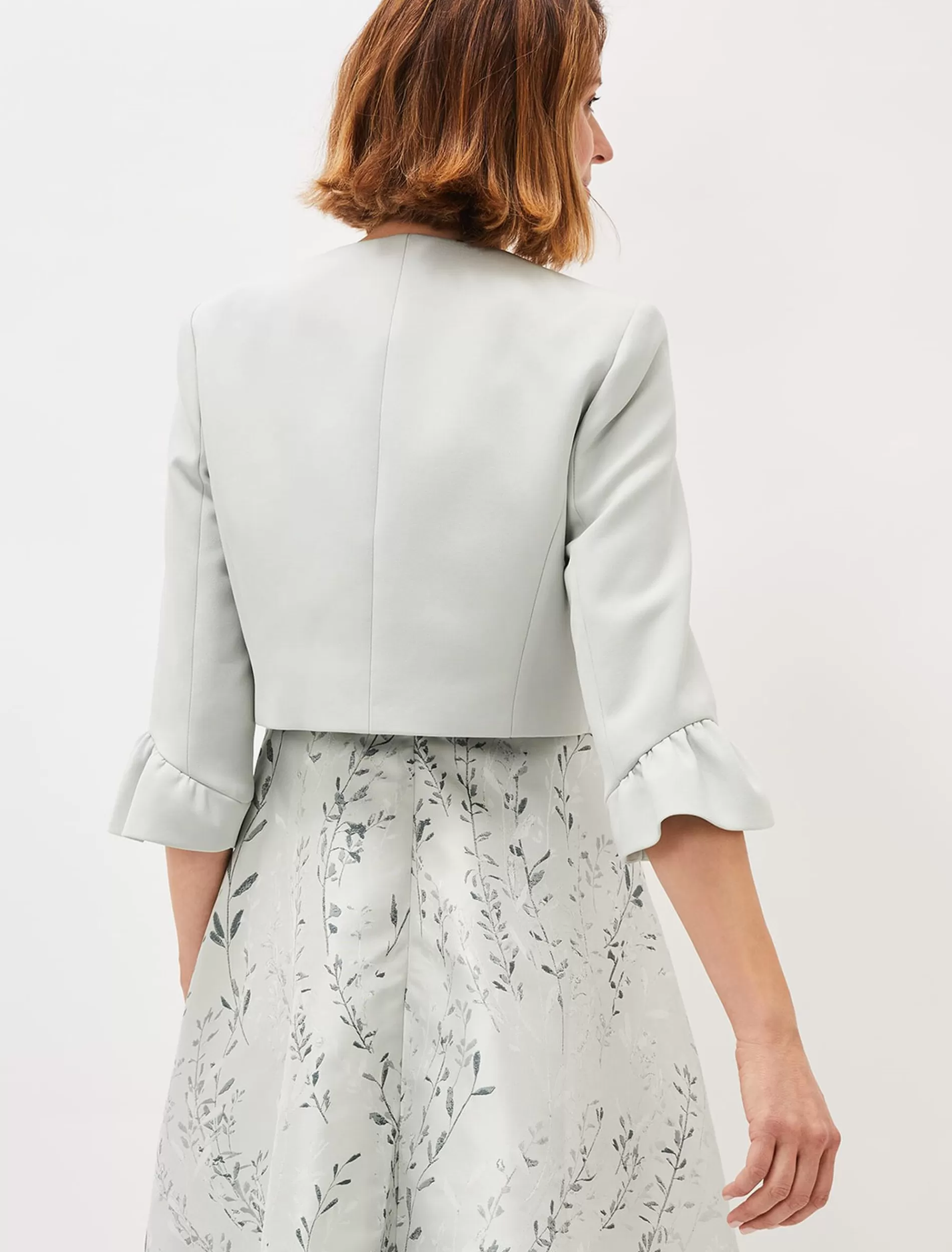 Phase Eight Inez Frill Cuff Occasion Jacket Eau De Nil Discount