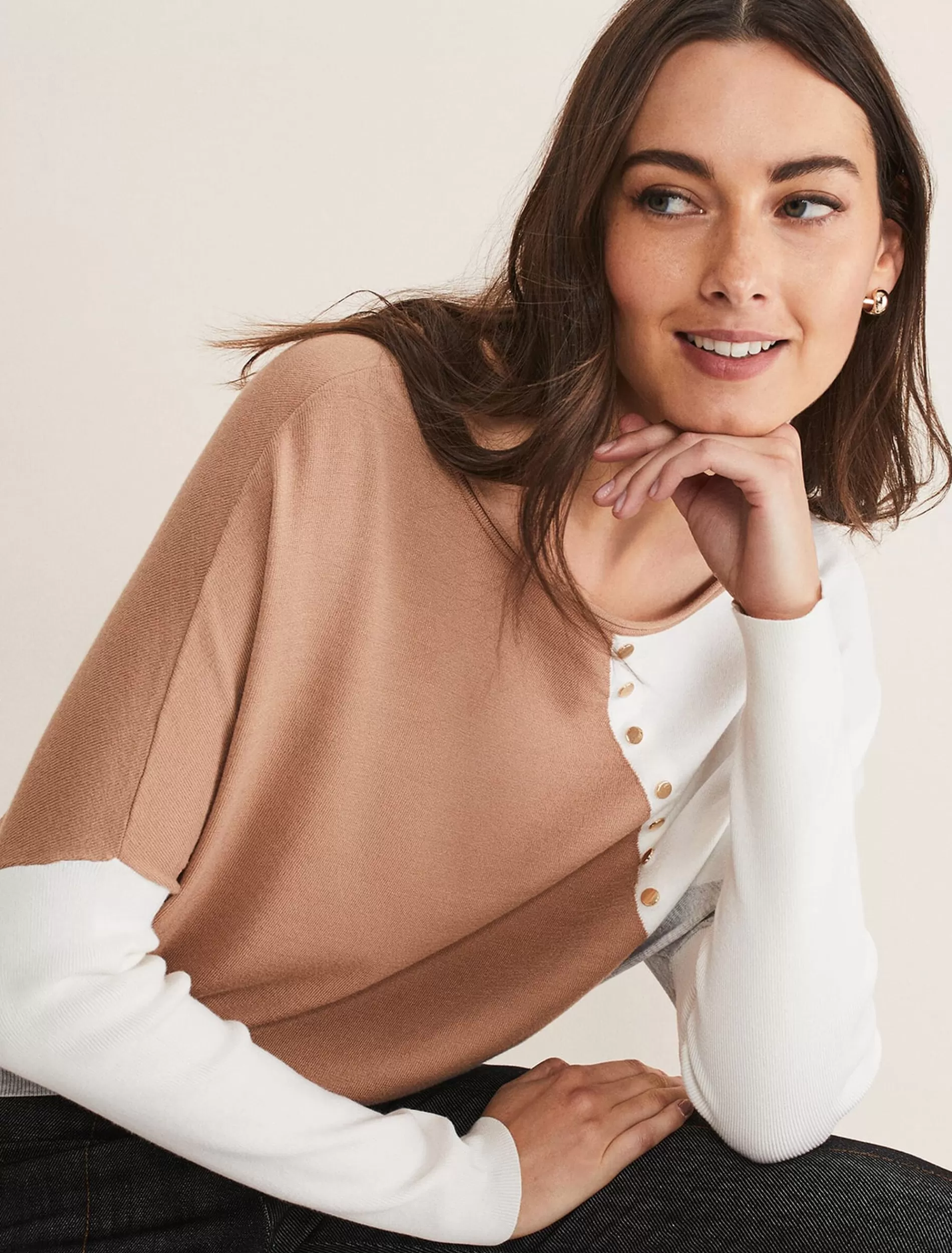 Phase Eight Isabel Colourblock Knit Grey Multi Cheap