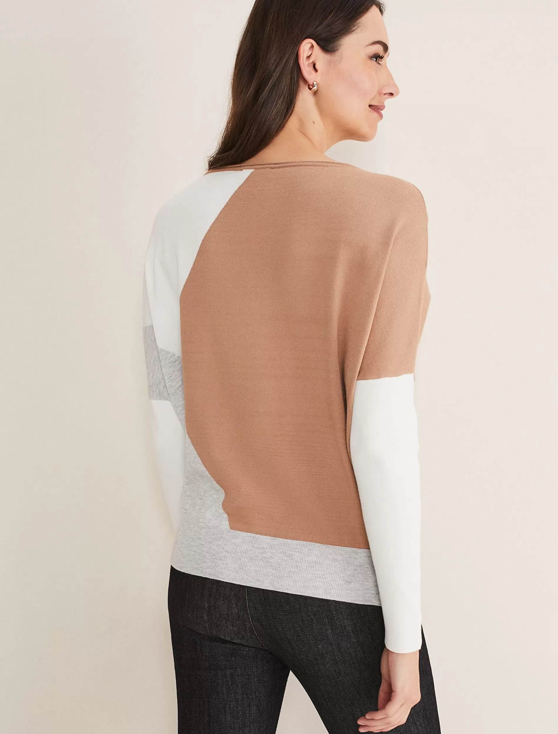 Phase Eight Isabel Colourblock Knit Grey Multi Cheap