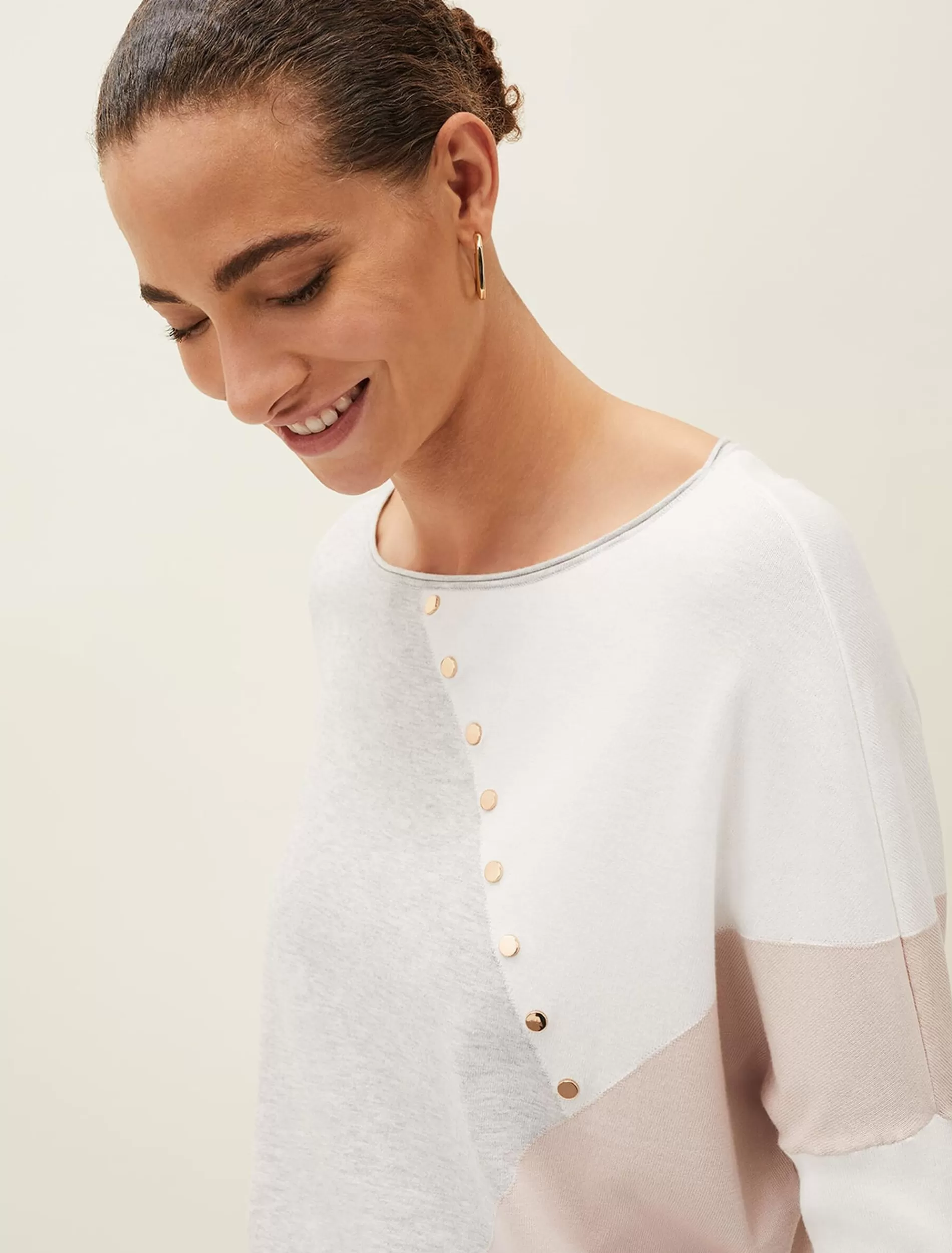 Phase Eight Isabel Colourblock Stud Jumper Pink Multi Online