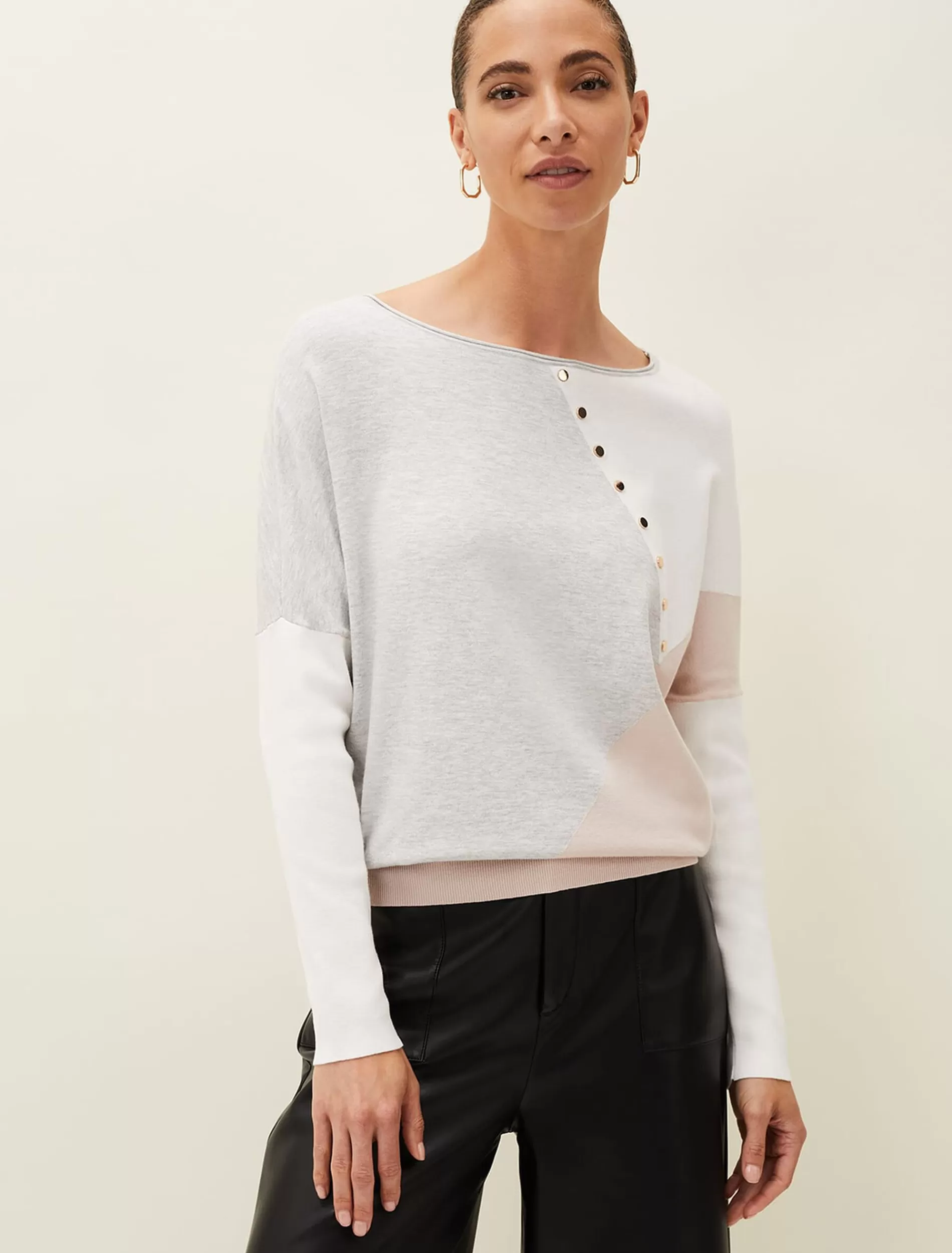 Phase Eight Isabel Colourblock Stud Jumper Pink Multi Online