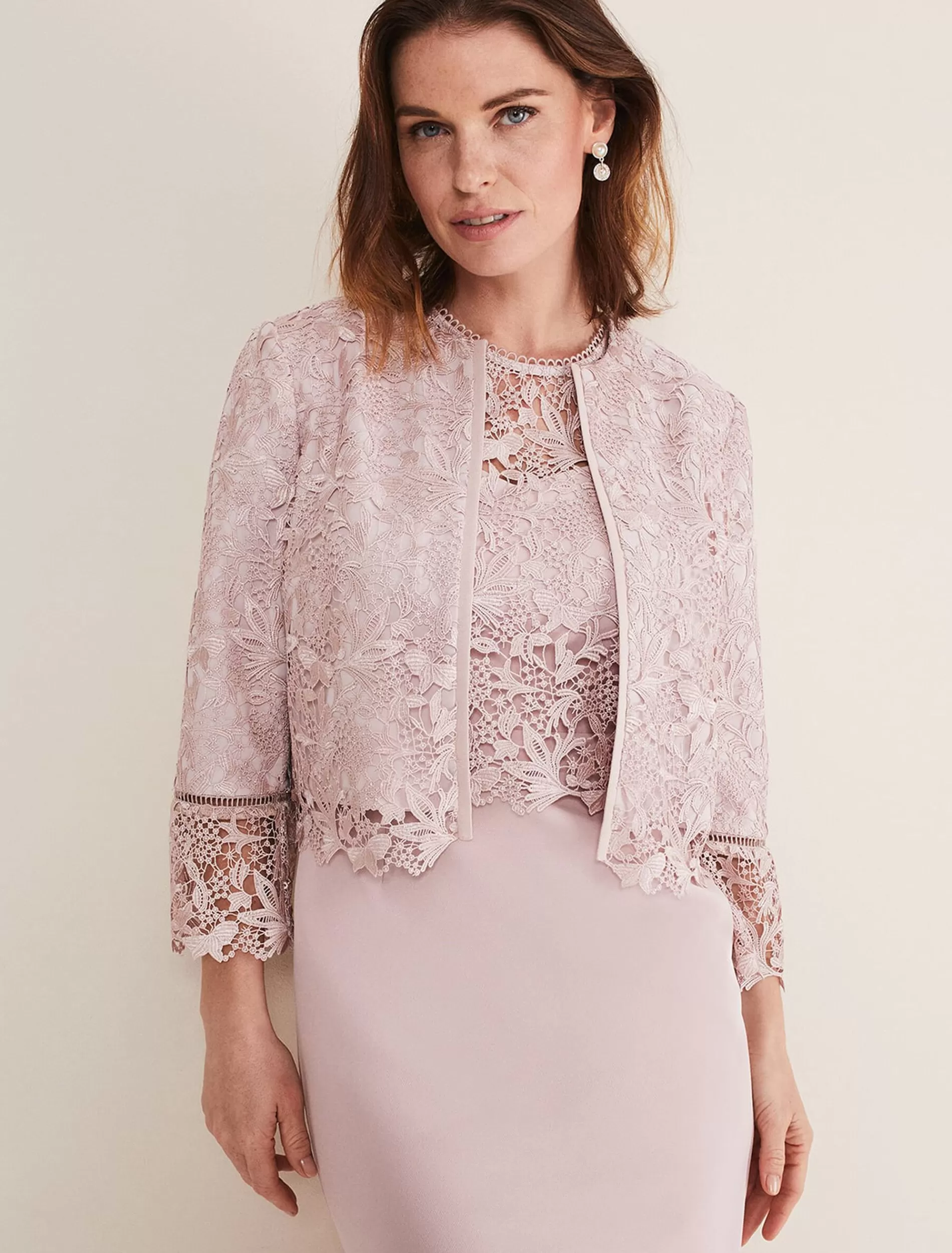Phase Eight Isabella Lace Jacket Antique Rose Fashion