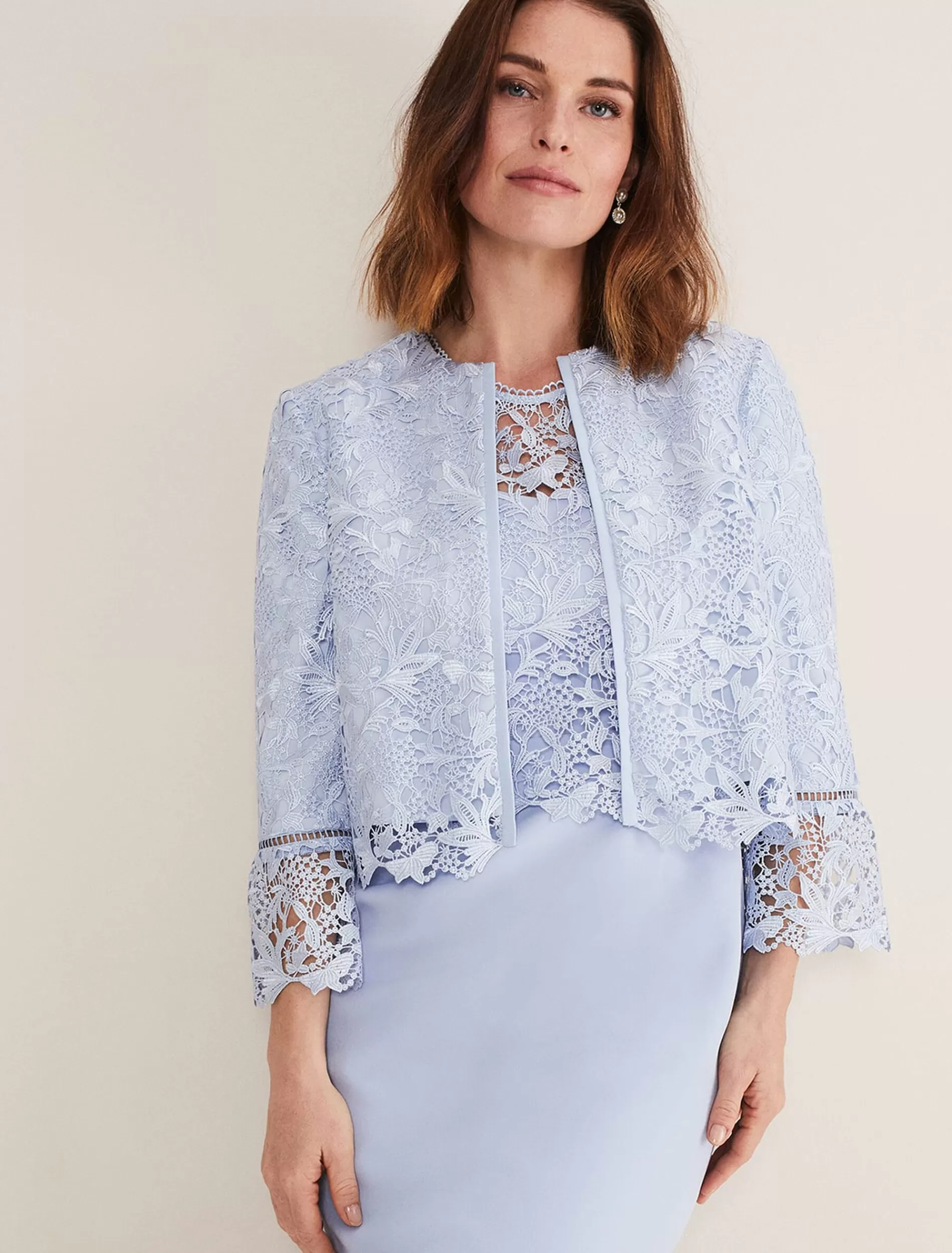 Phase Eight Isabella Lace Jacket Light Cornflower Fashion