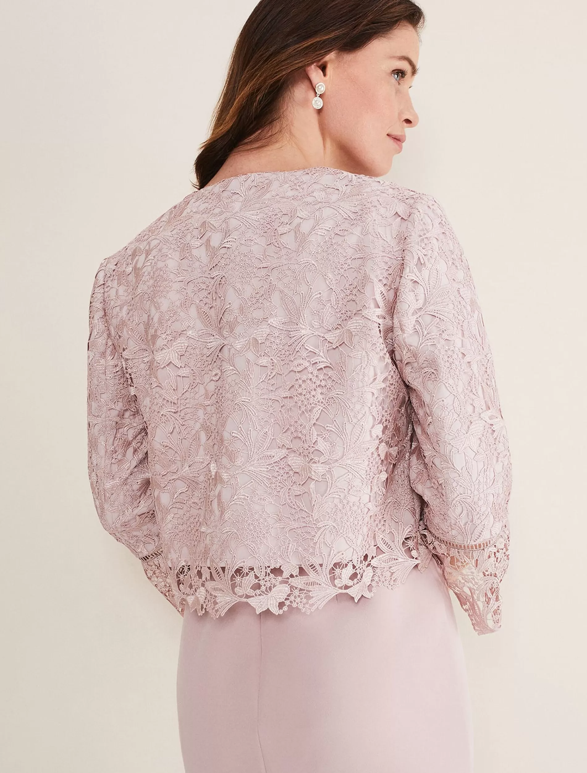 Phase Eight Isabella Lace Jacket Antique Rose Fashion