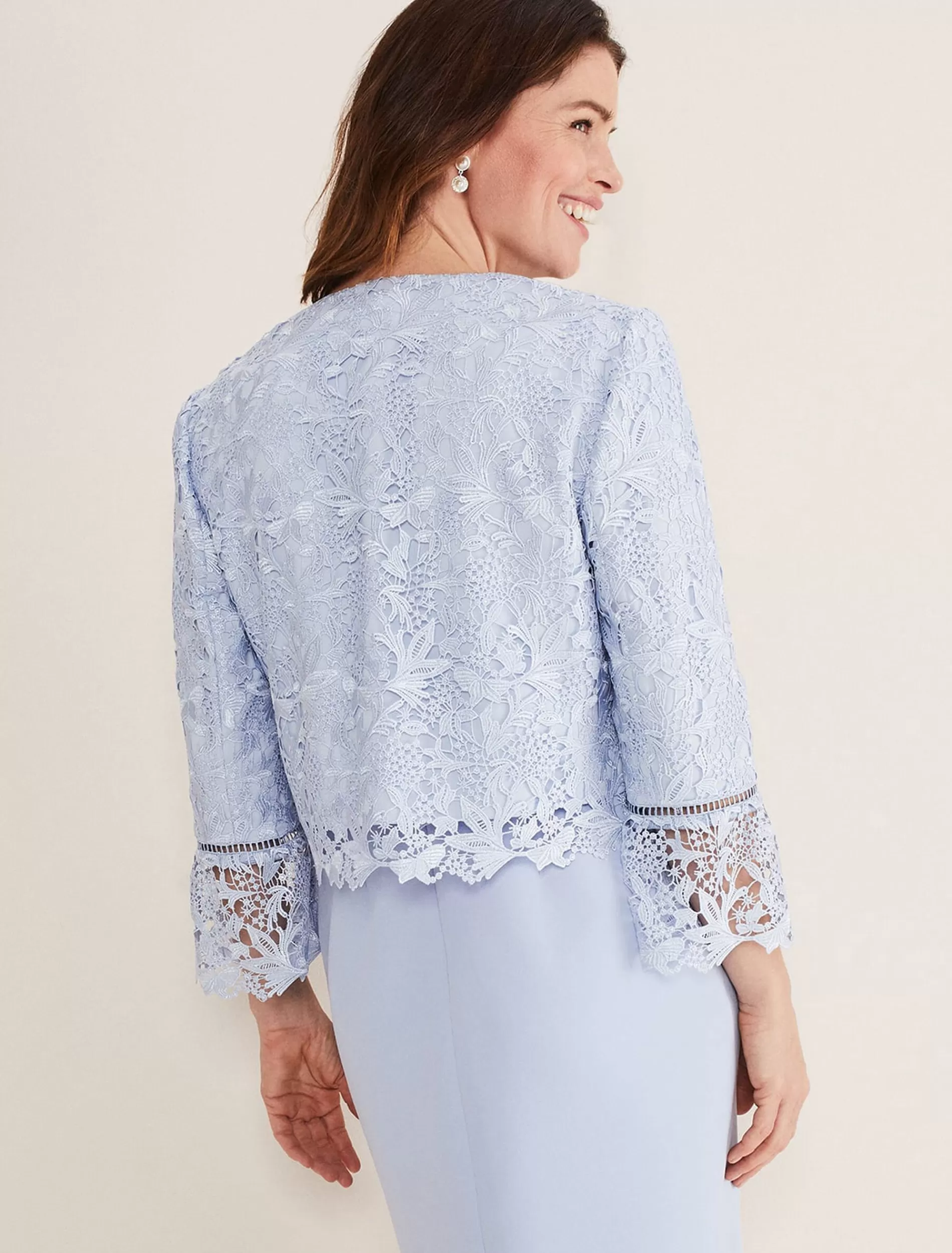 Phase Eight Isabella Lace Jacket Light Cornflower Fashion
