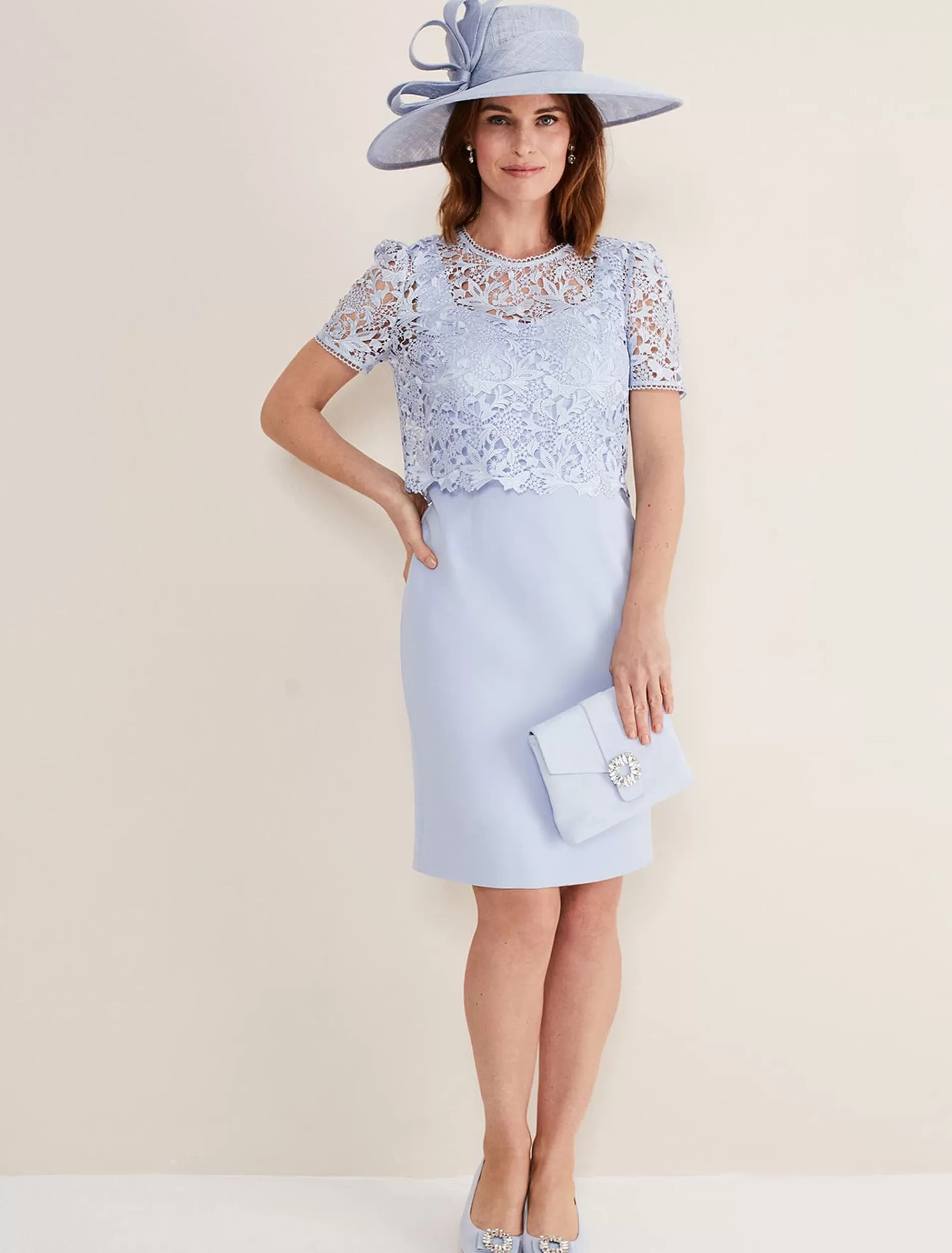 Phase Eight Isabella Lace Midi Dress Light Cornflower Fashion