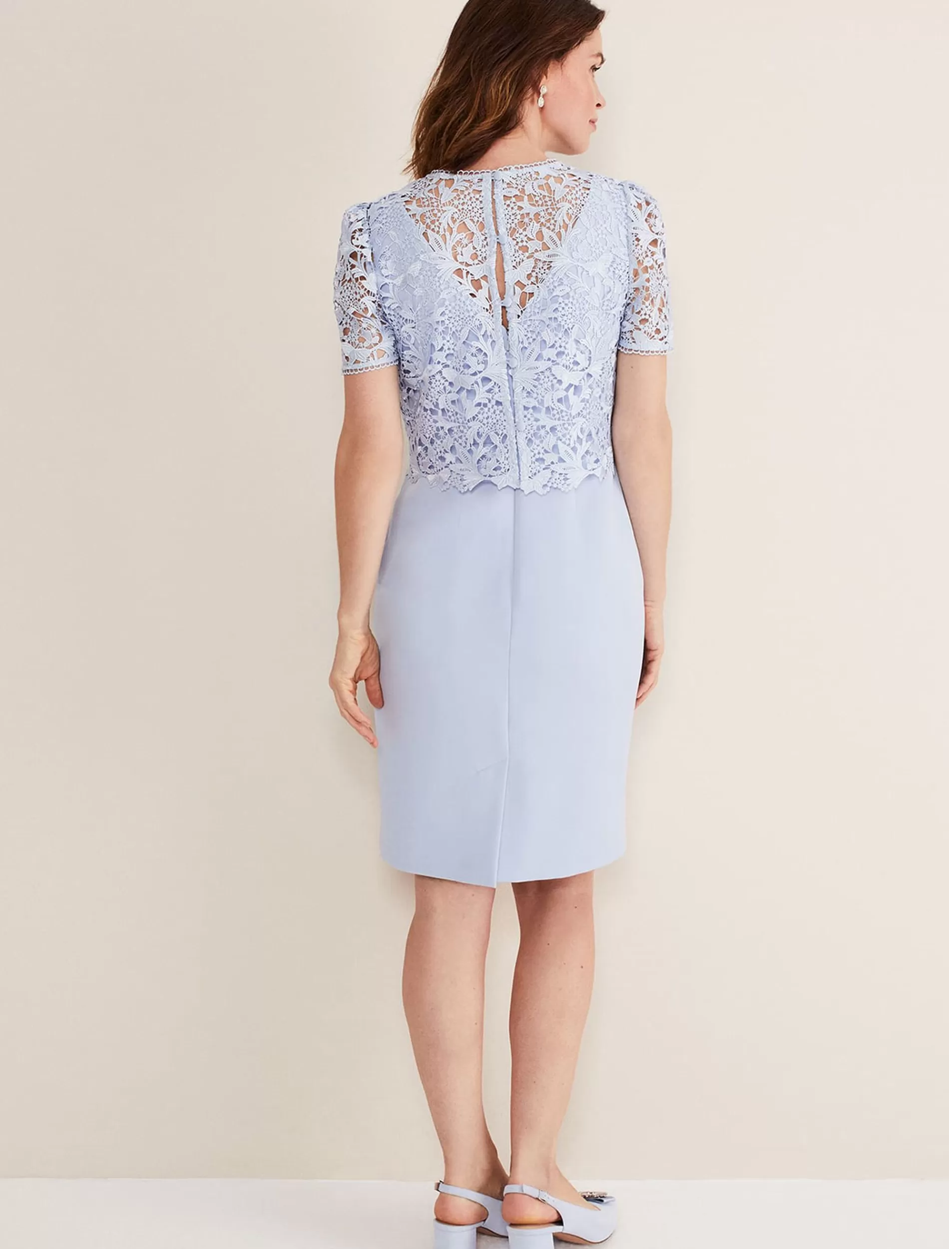 Phase Eight Isabella Lace Midi Dress Light Cornflower Fashion