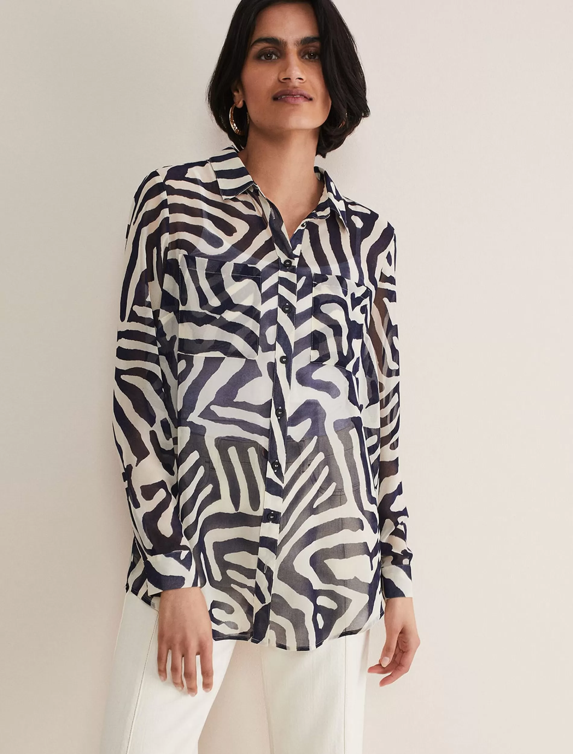 Phase Eight Isabella Printed Zebra Blouse Blue Sale
