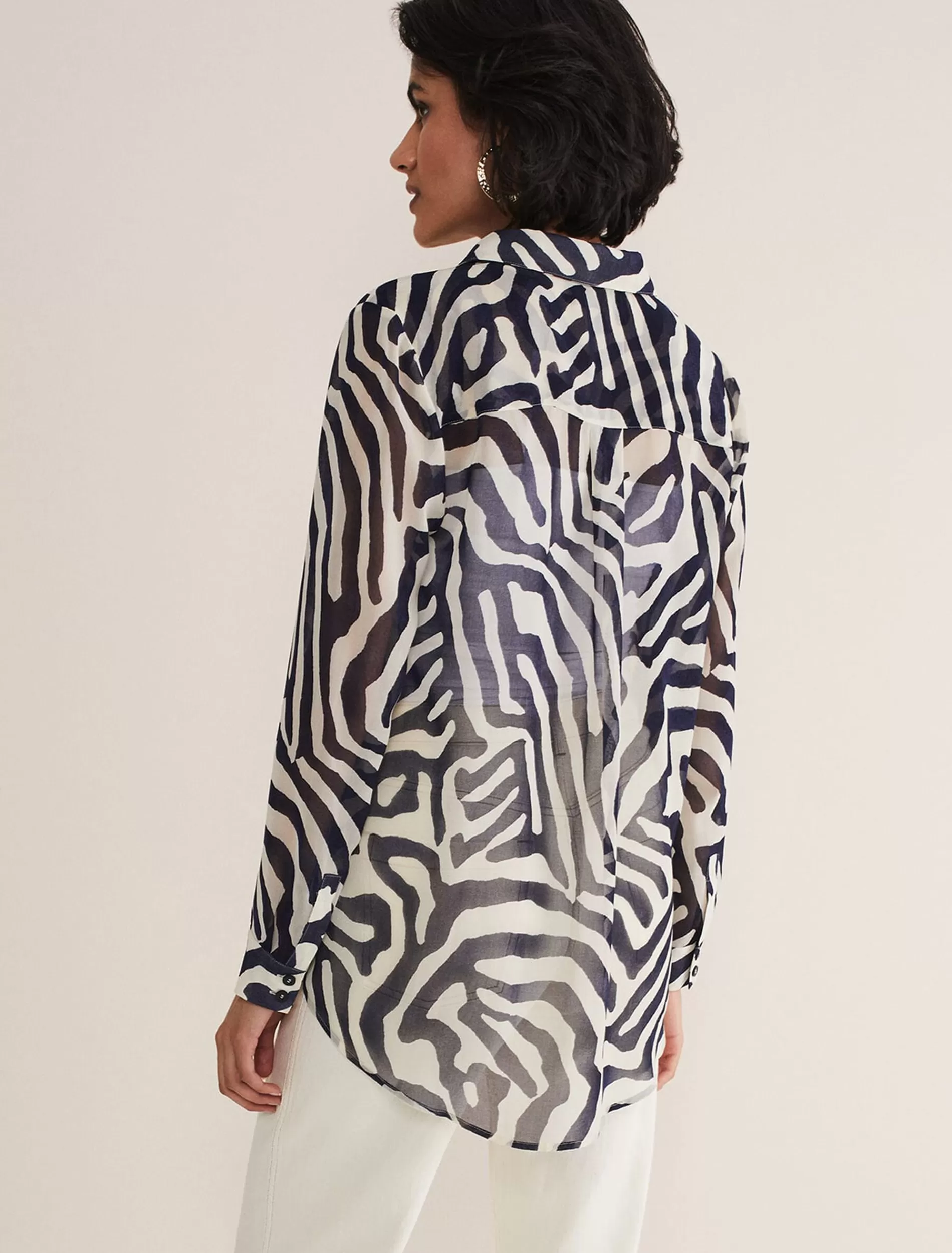 Phase Eight Isabella Printed Zebra Blouse Blue Sale