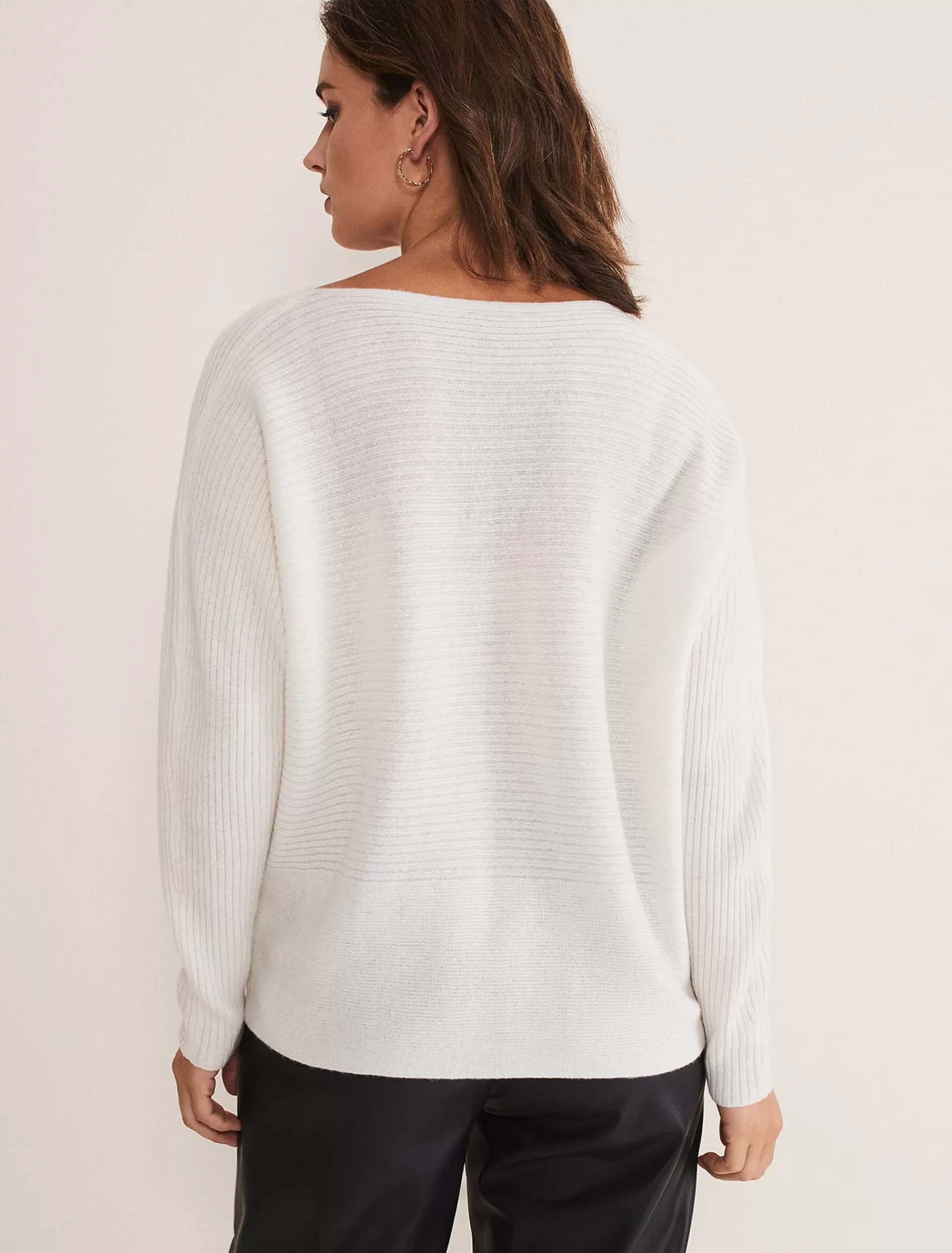 Phase Eight Isabella Ripple Wool Cashmere Jumper Ivory Best