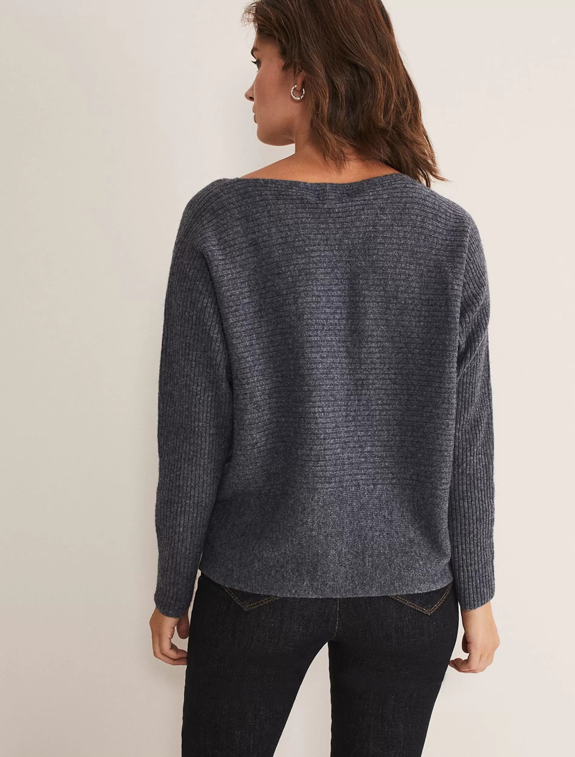 Phase Eight Isabella Ripple Wool Cashmere Jumper Charcoal Hot