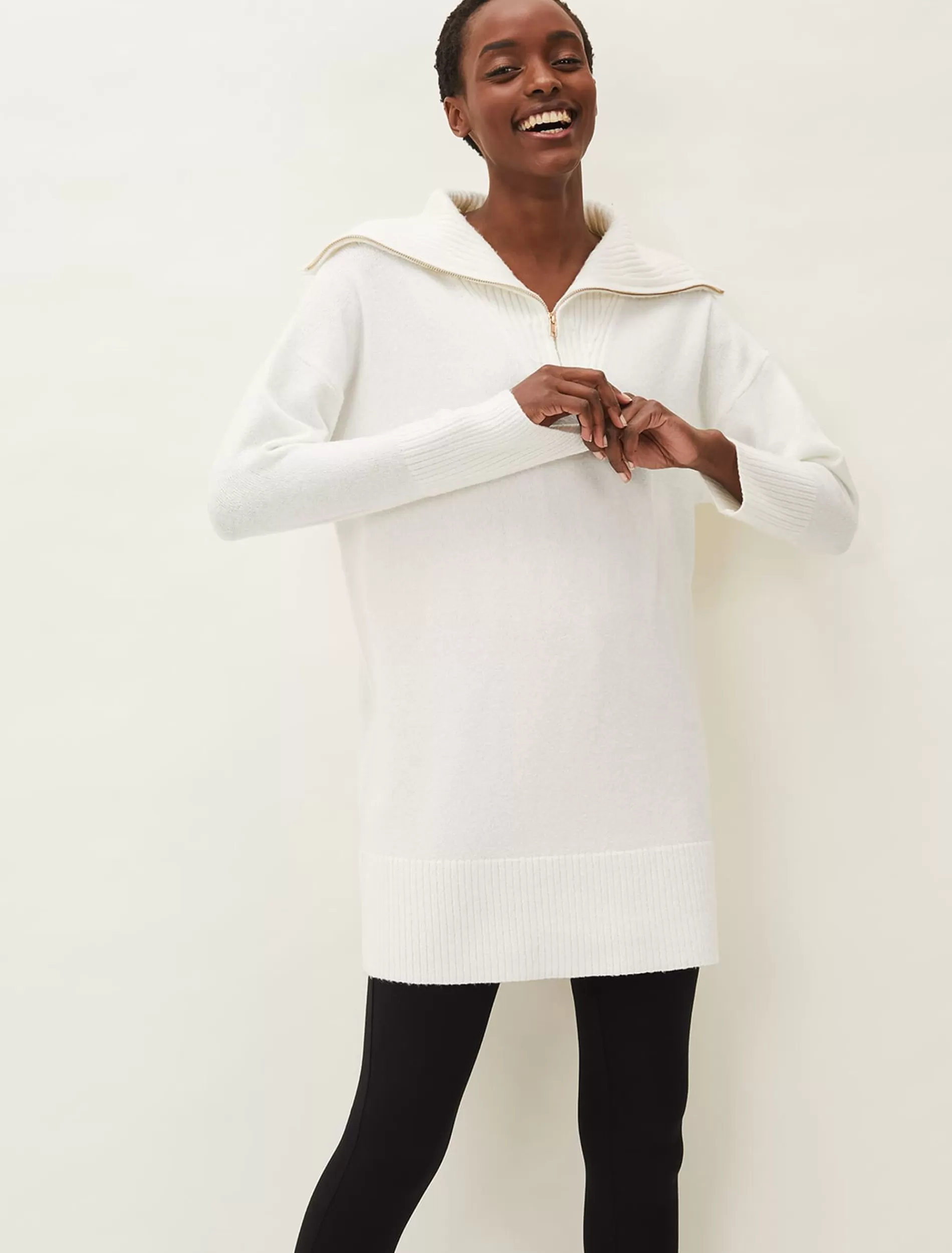 Phase Eight Isabella Zip Up Tunic Dress Winter White Store