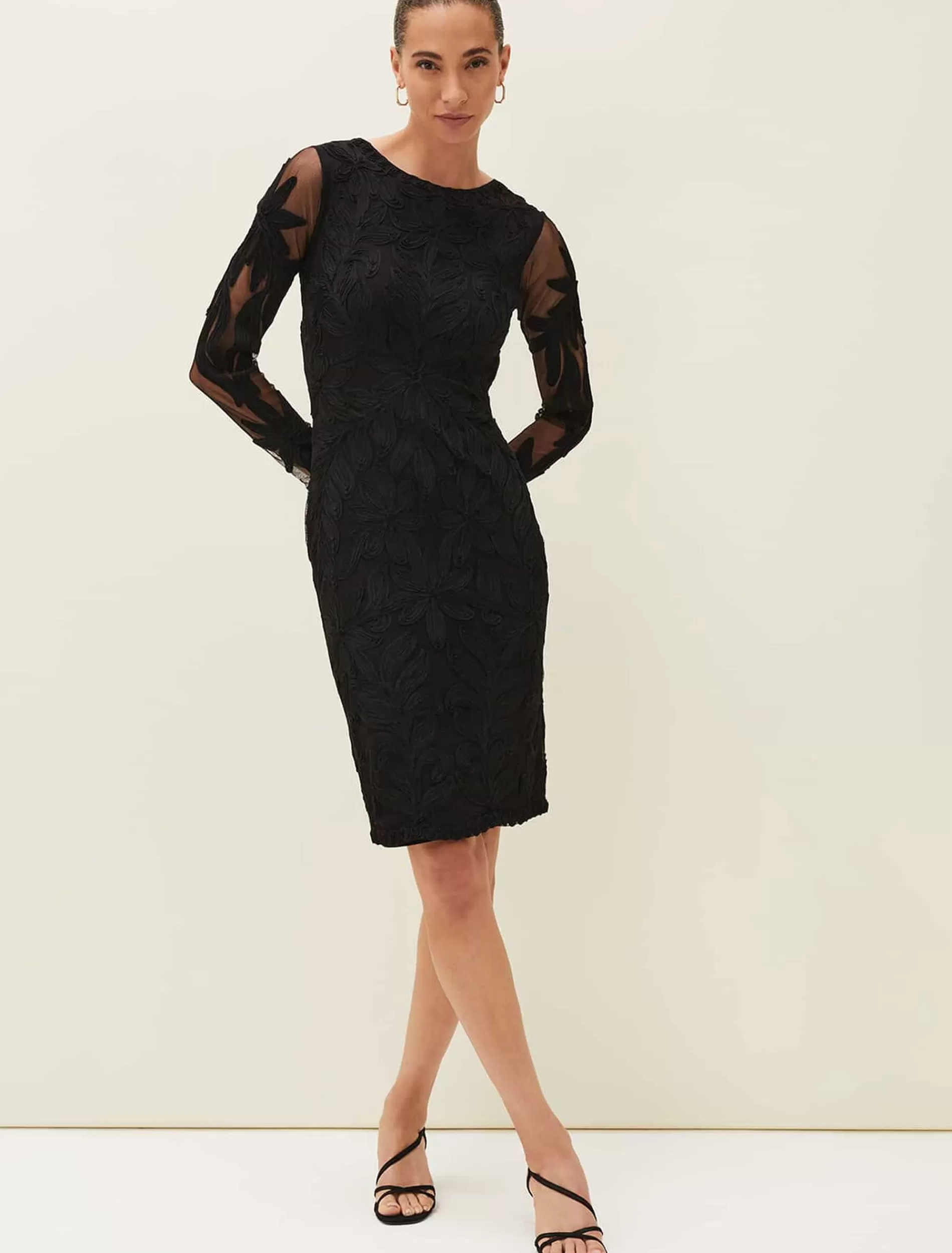 Phase Eight Isobel Tapework Lace Dress Black New