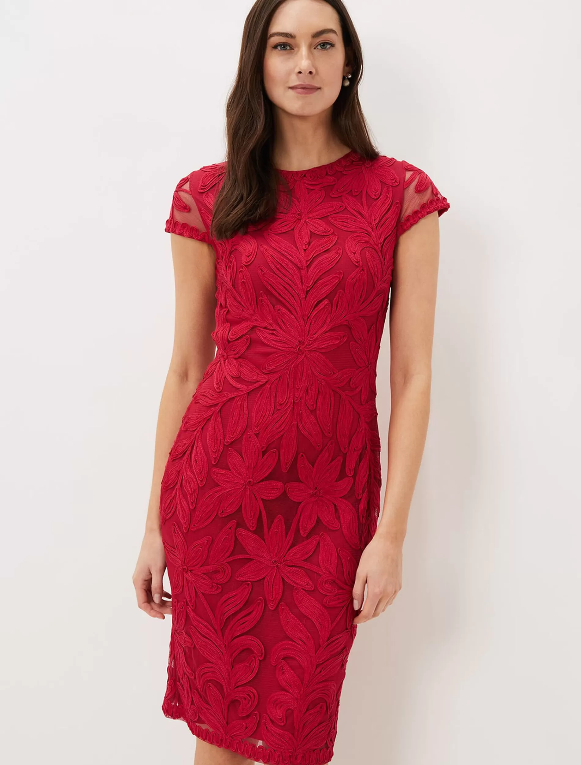 Phase Eight Isobel Tapework Midi Dress Lipstick Sale