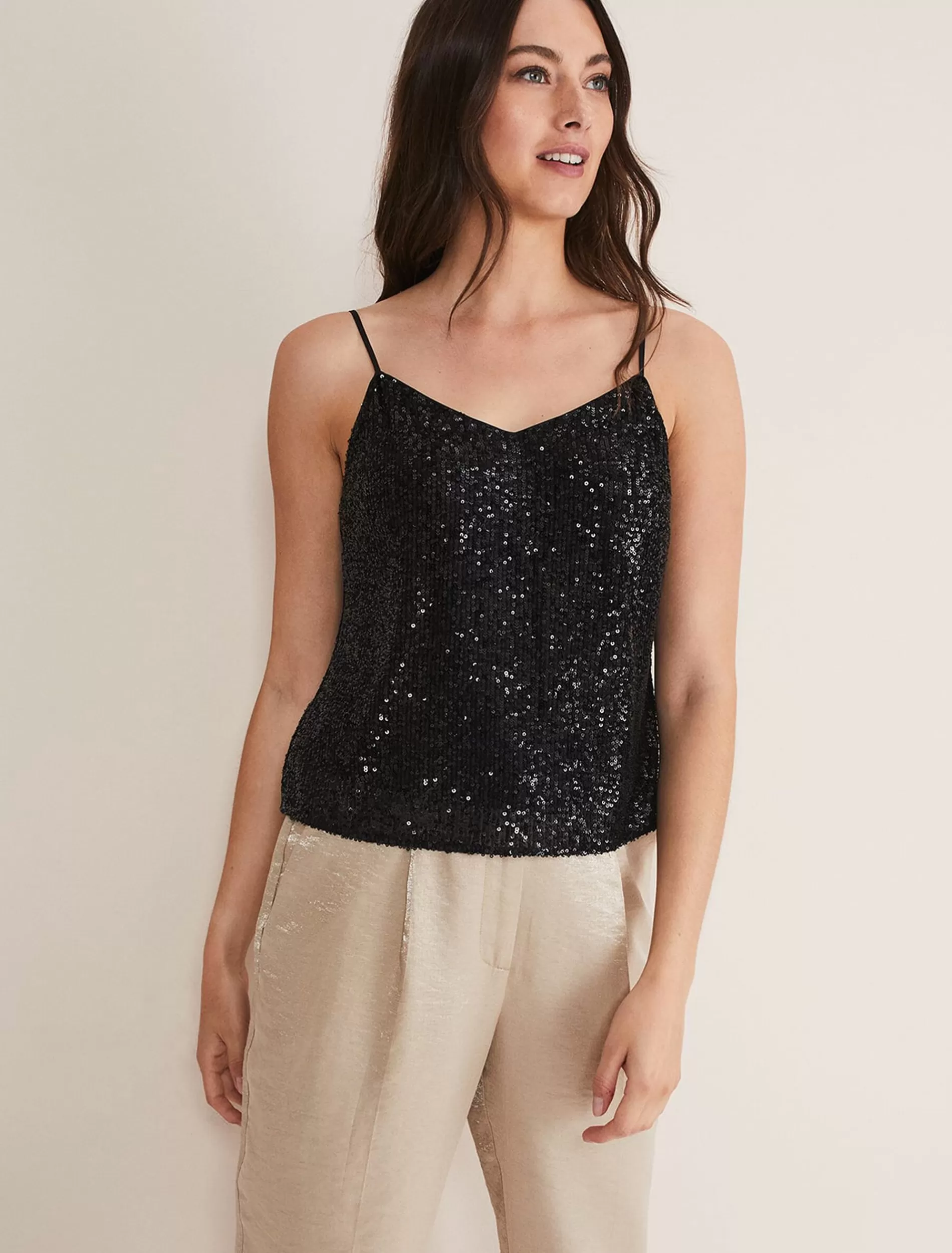 Phase Eight Ivy Sequin Camisole Black Flash Sale