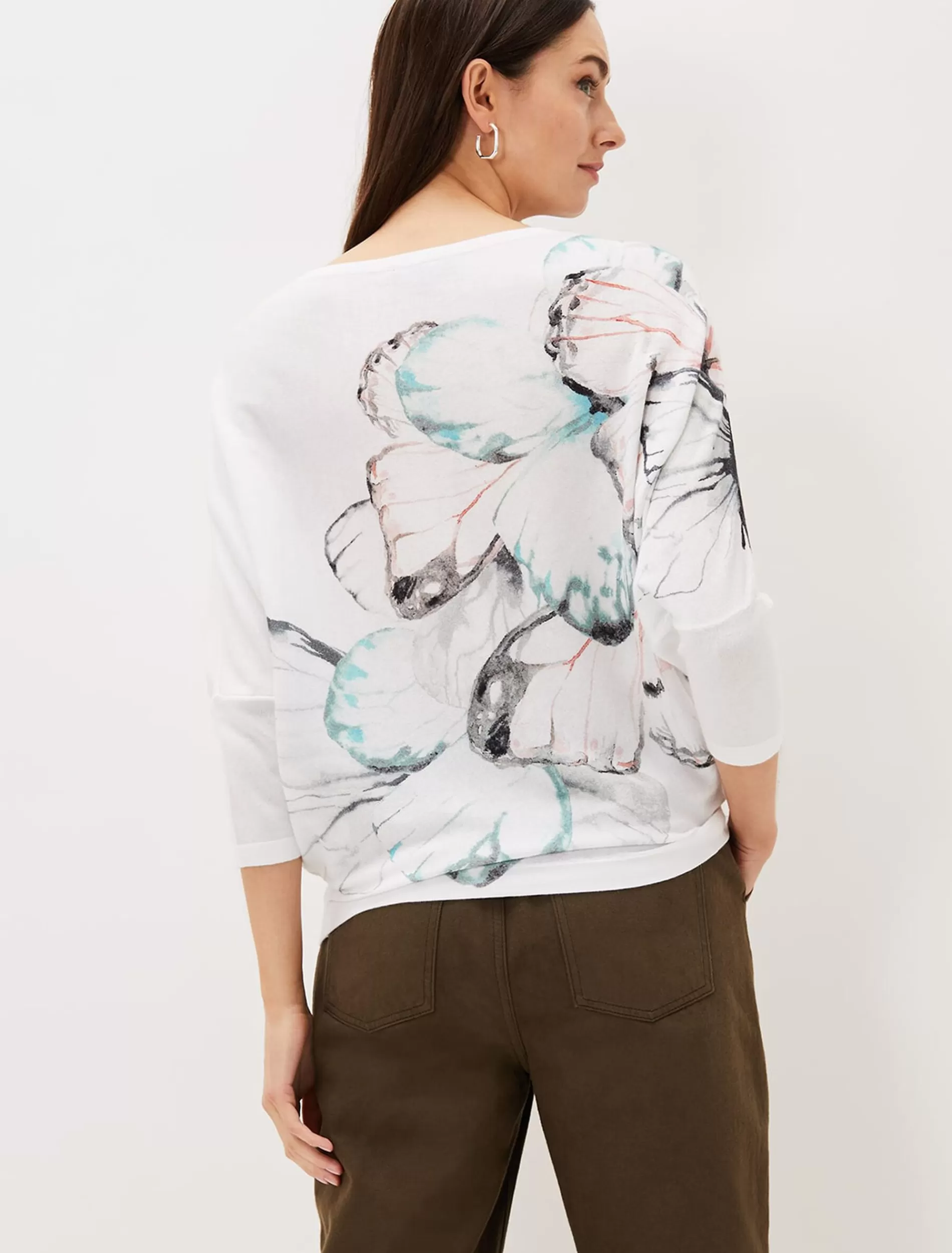 Phase Eight Jade Print Knit Jumper Ivory/Multi Best
