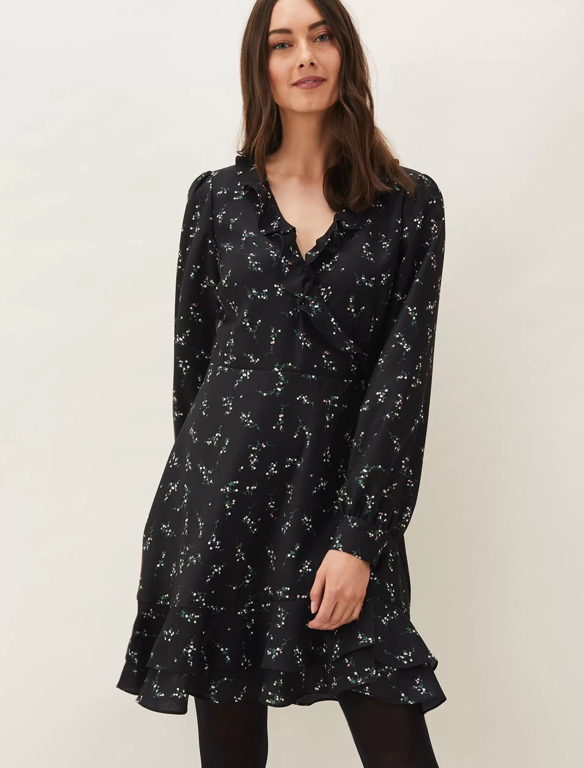 Phase Eight Jamila Ditsy Print Wrap Dress Black Fashion