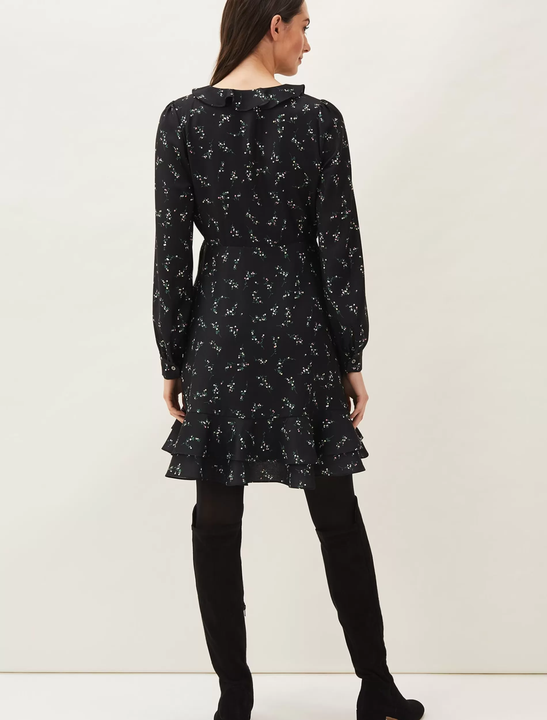 Phase Eight Jamila Ditsy Print Wrap Dress Black Fashion
