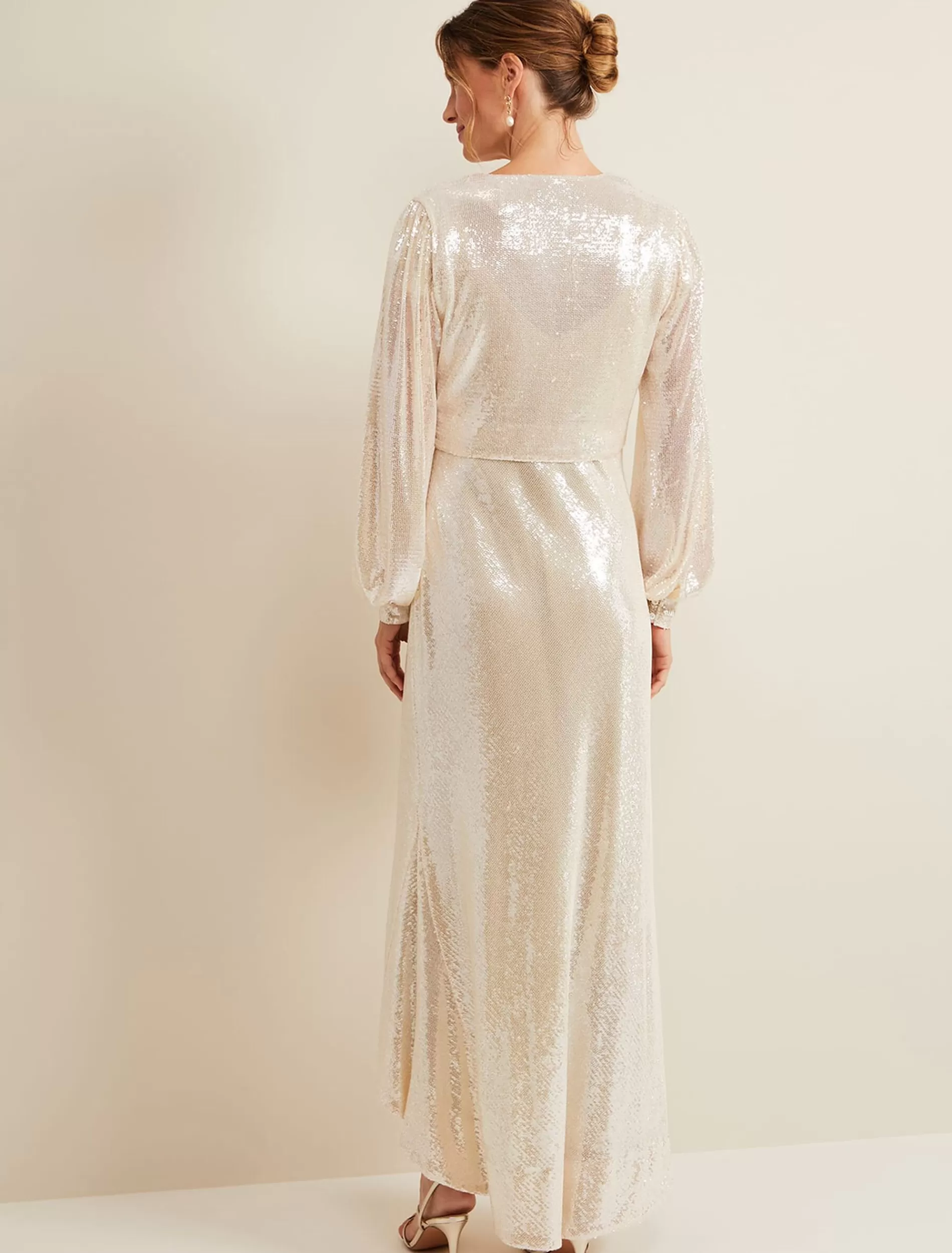Phase Eight Jamila Sequin Overlay Maxi Dress Oyster Discount
