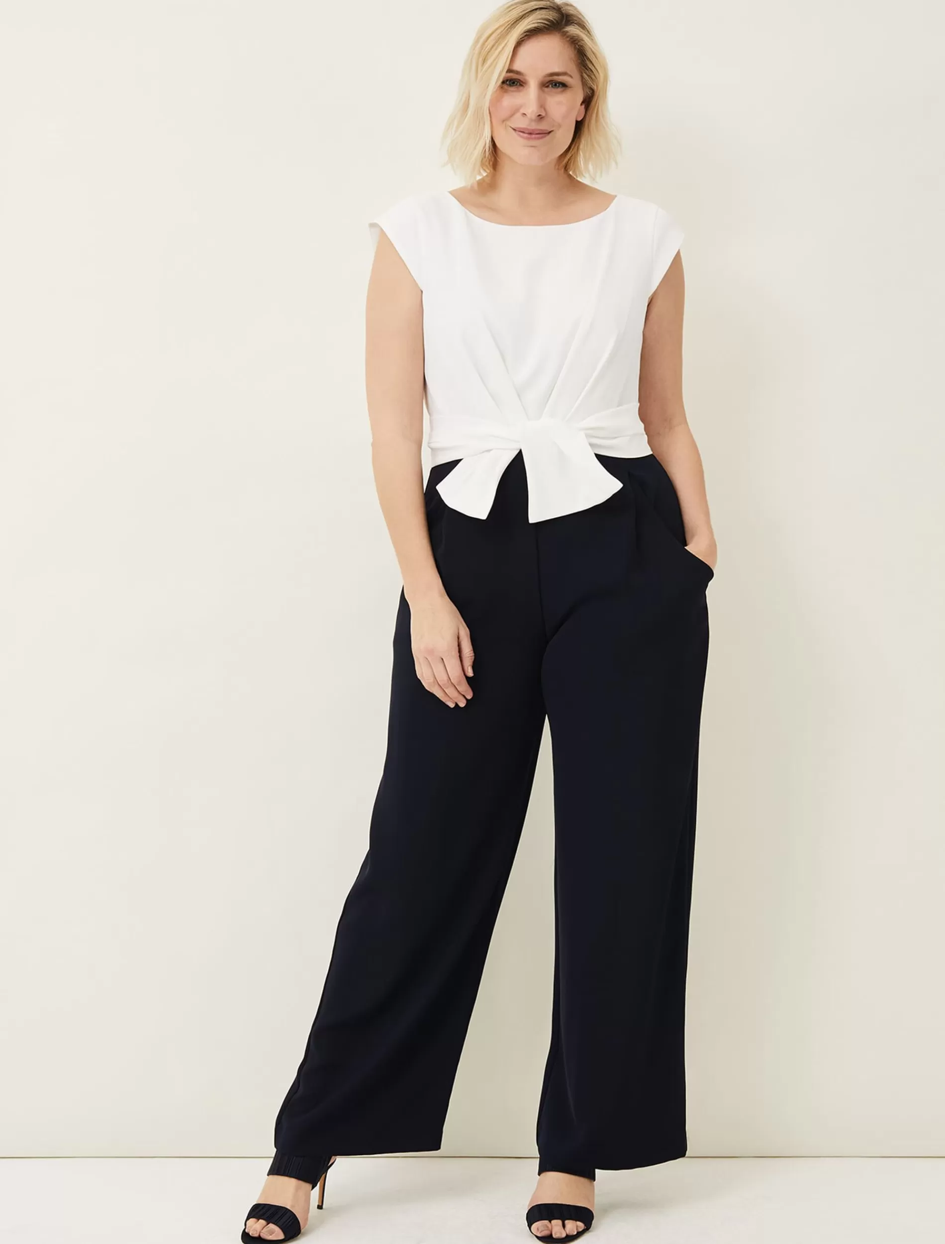 Phase Eight Janey Knot Detail Jumpsuit Ivory/Navy Fashion