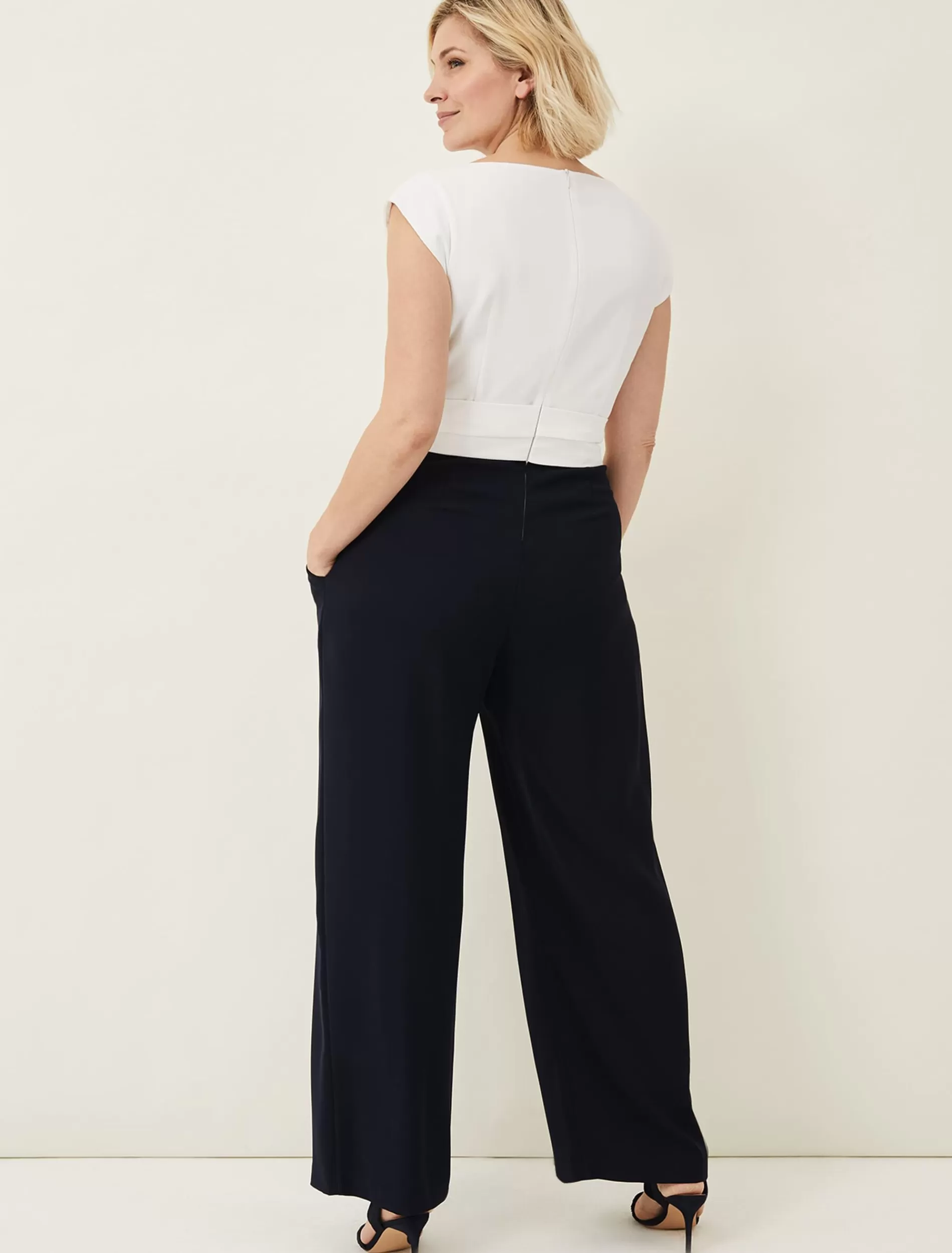 Phase Eight Janey Knot Detail Jumpsuit Ivory/Navy Fashion