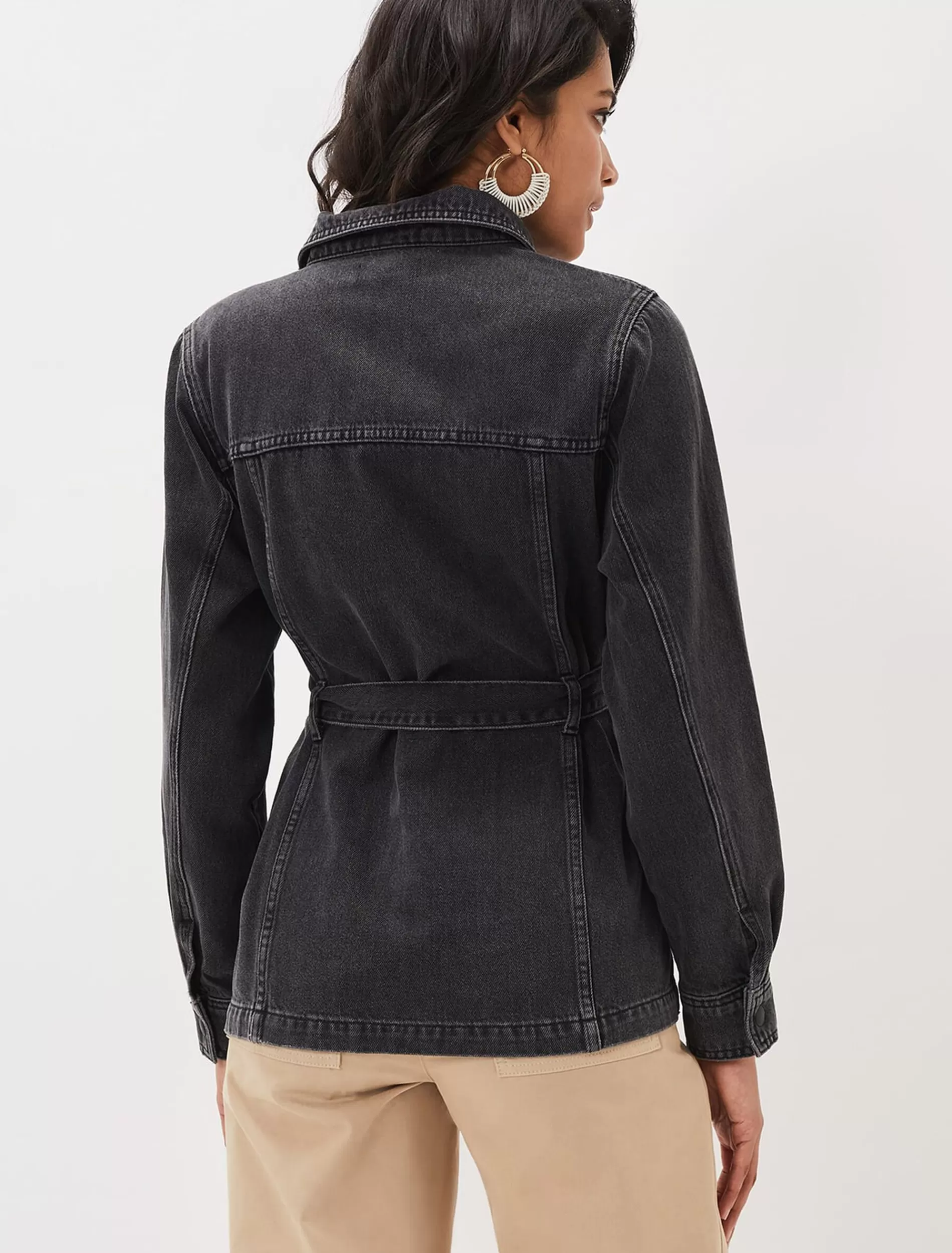 Phase Eight Jannah Denim Belted Shacket Washed Black Store
