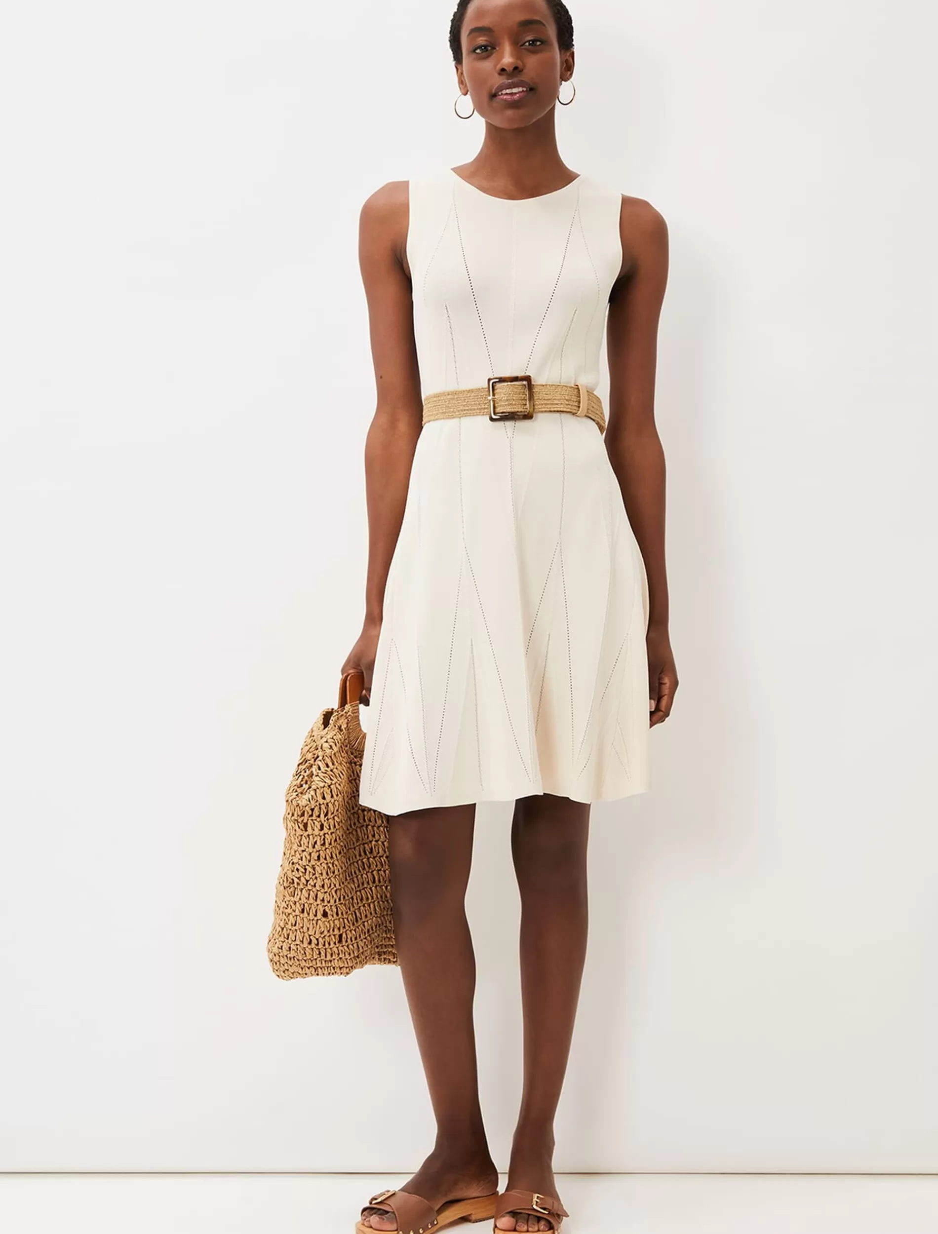Phase Eight Jaya Stitch Detail Dress Buttermilk Hot