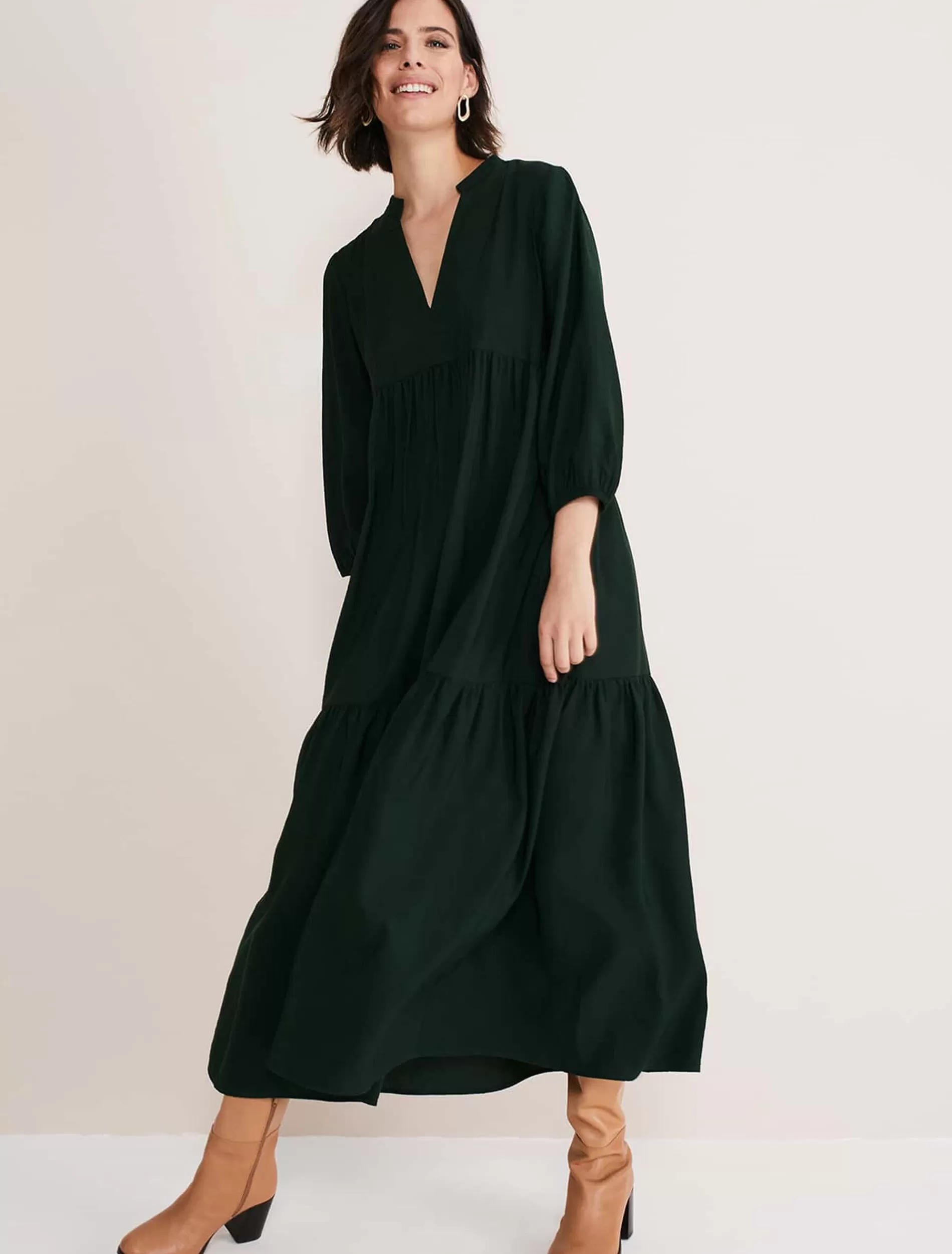 Phase Eight Jayde Tiered Midaxi Dress Dark Green Best Sale