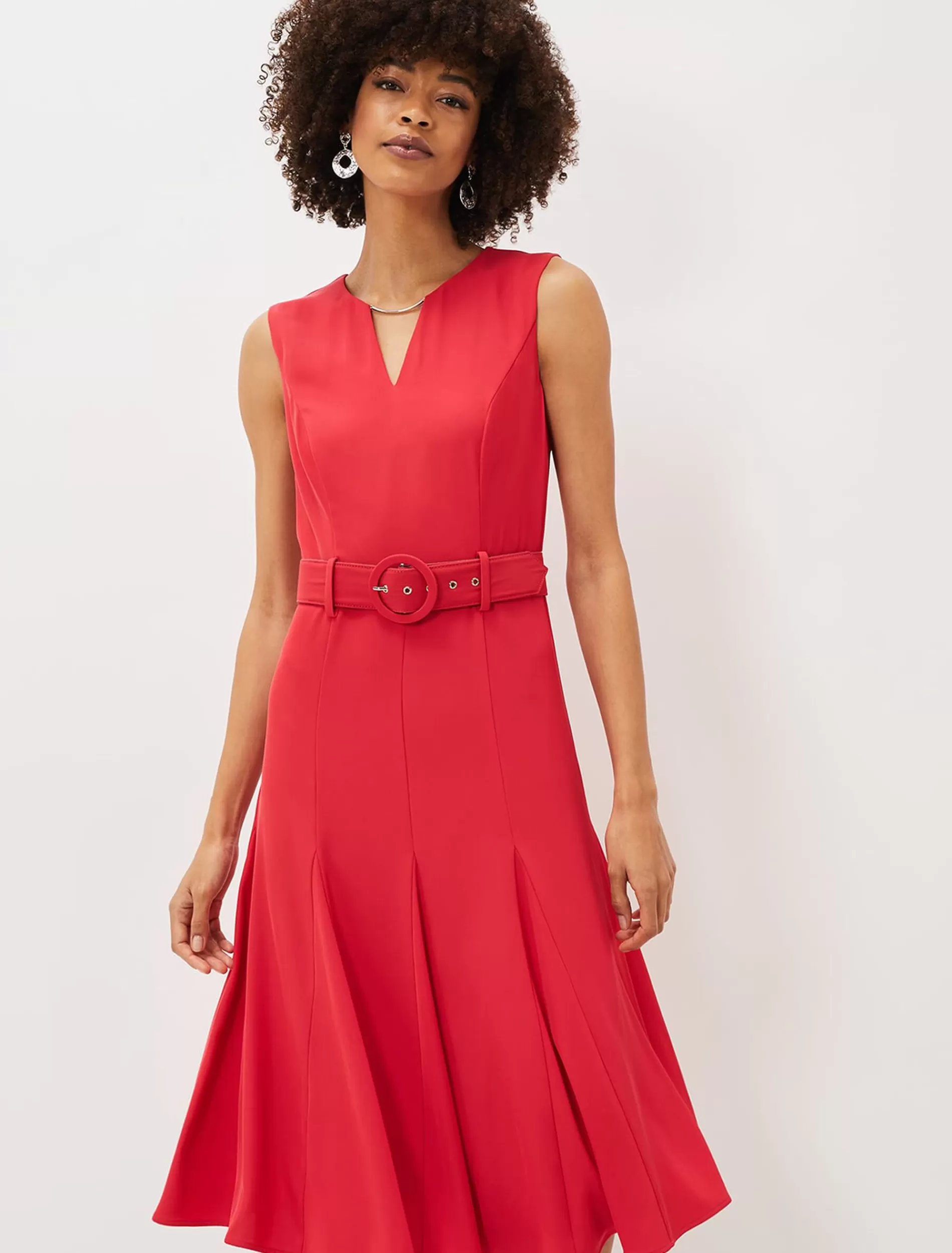 Phase Eight Jayne Belted Panelled Dress Coral Discount