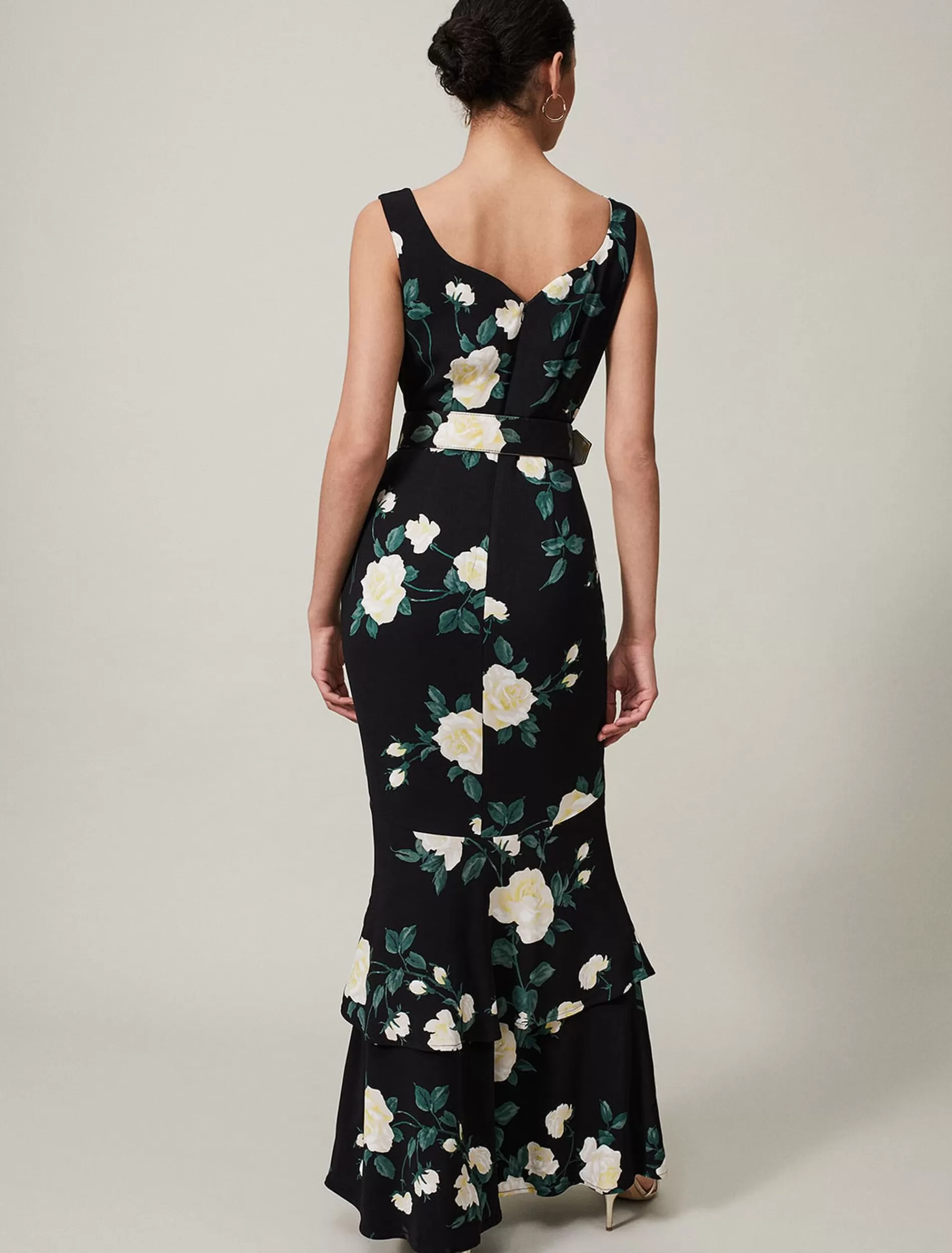 Phase Eight Jazmina Belted Tiered Dress Multi-Coloured New
