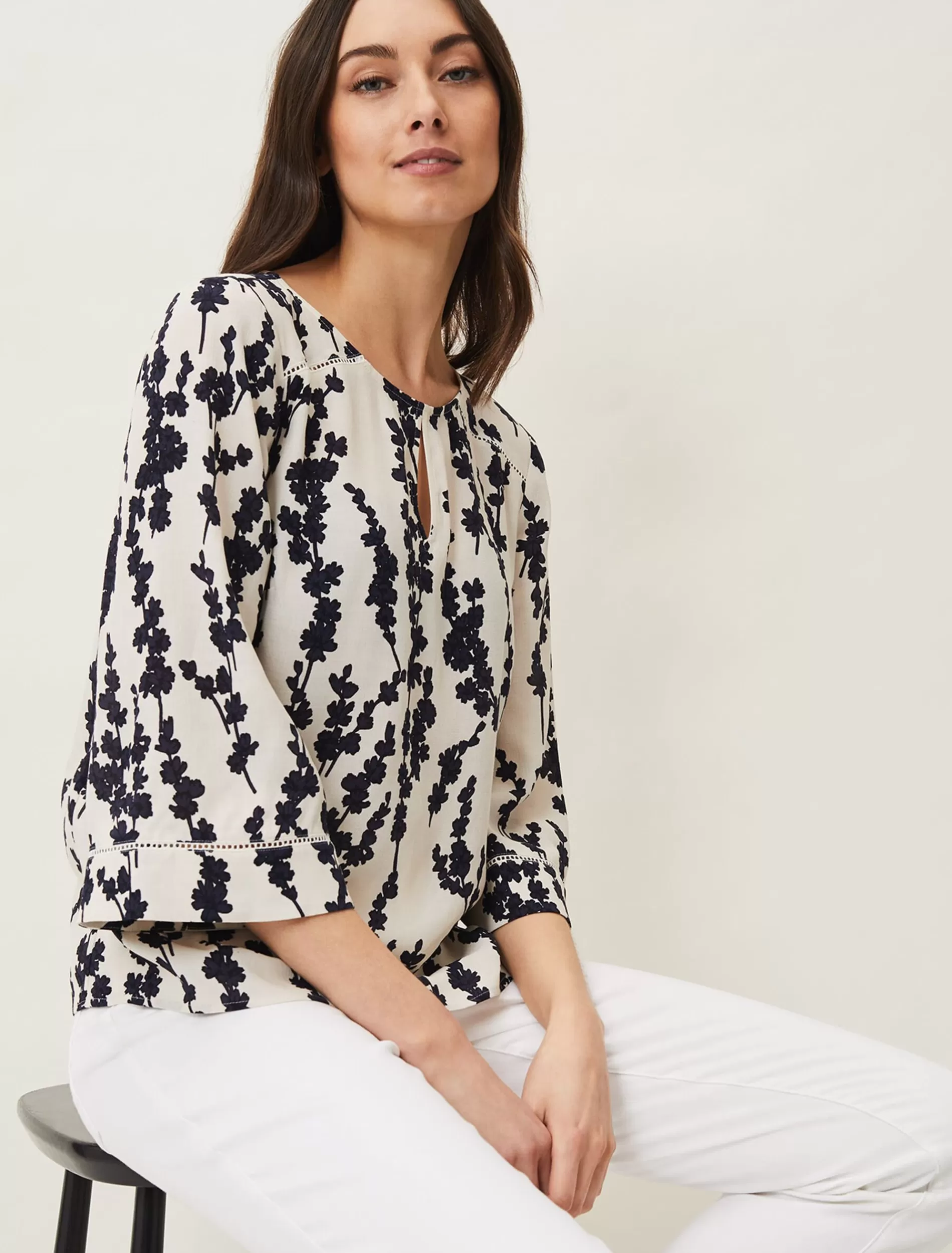 Phase Eight Jean Floral Blouse Navy/White Fashion