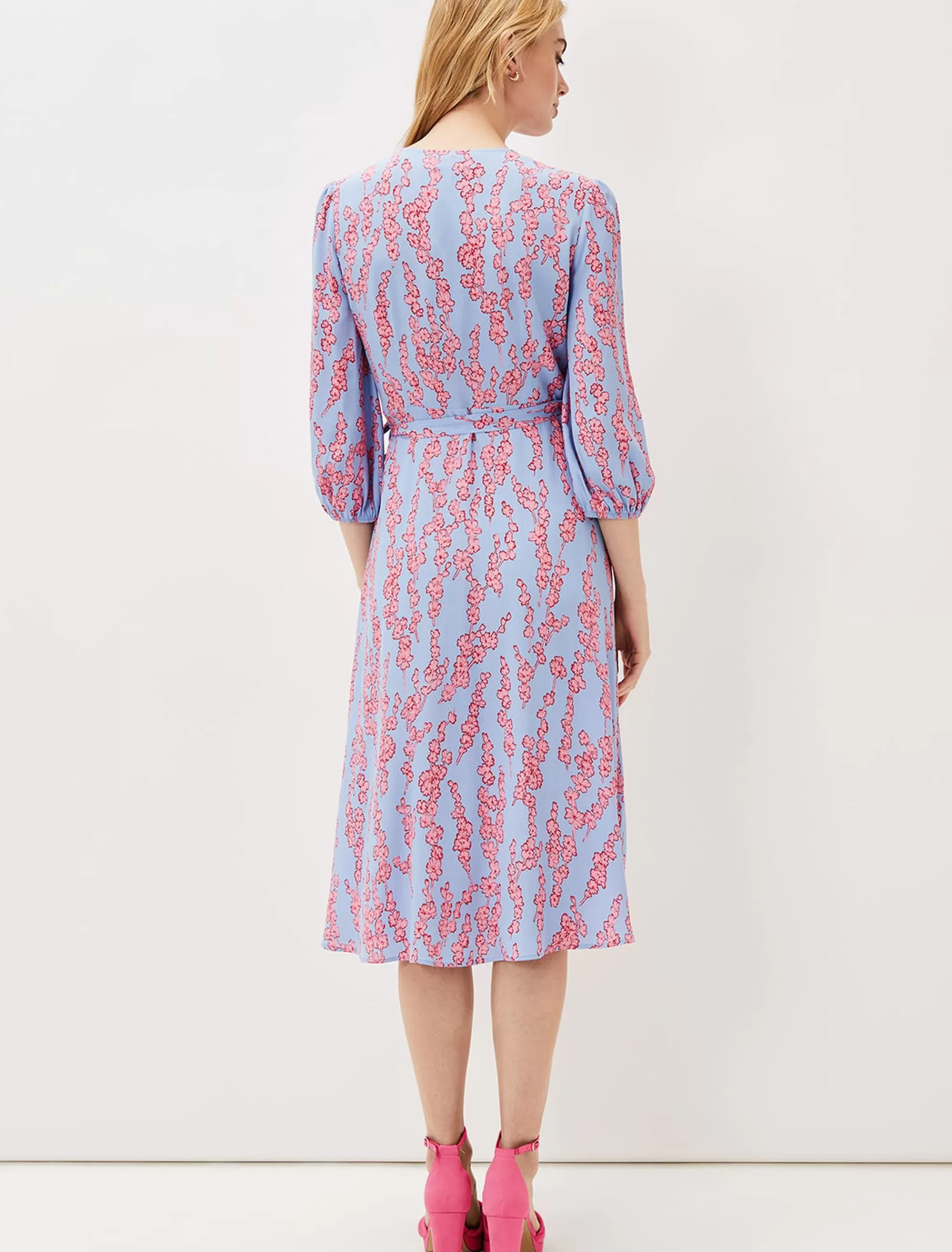 Phase Eight Jean Floral Wrap Midi Dress Powder Blue Cheap