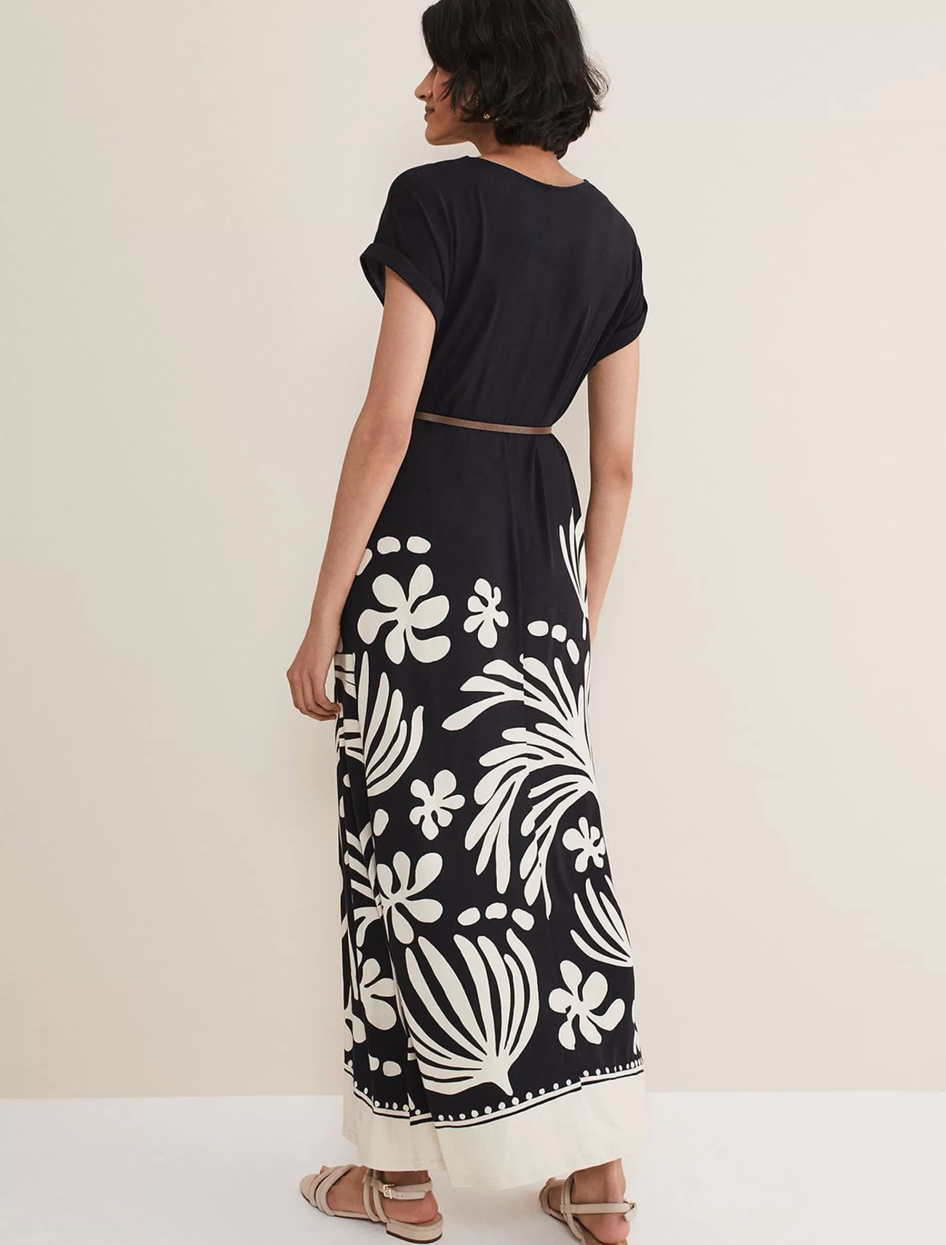 Phase Eight Jeanne Placement Print Jersey Maxi Dress Stone/Black Cheap