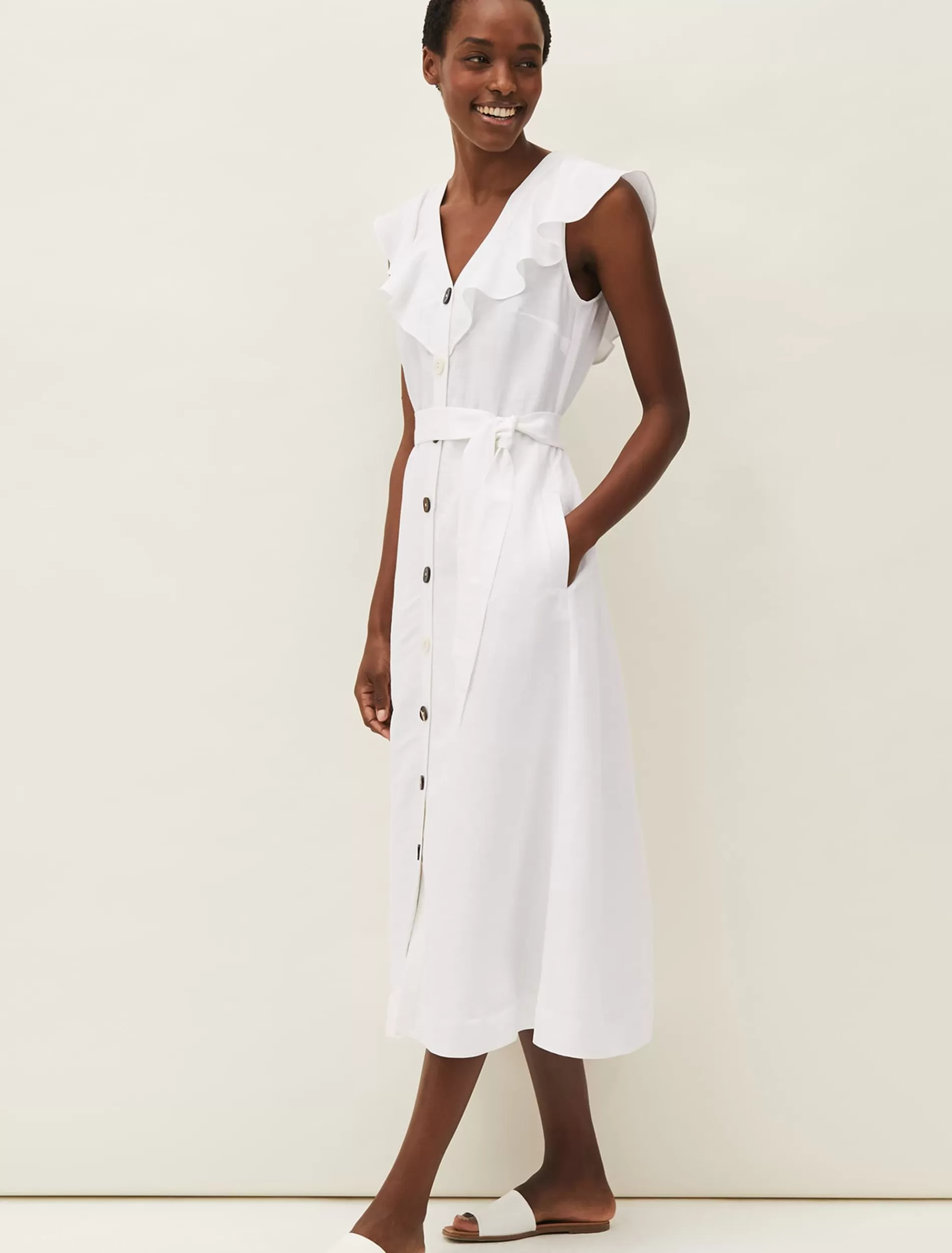 Phase Eight Jemima Linen Shirt Dress White Best