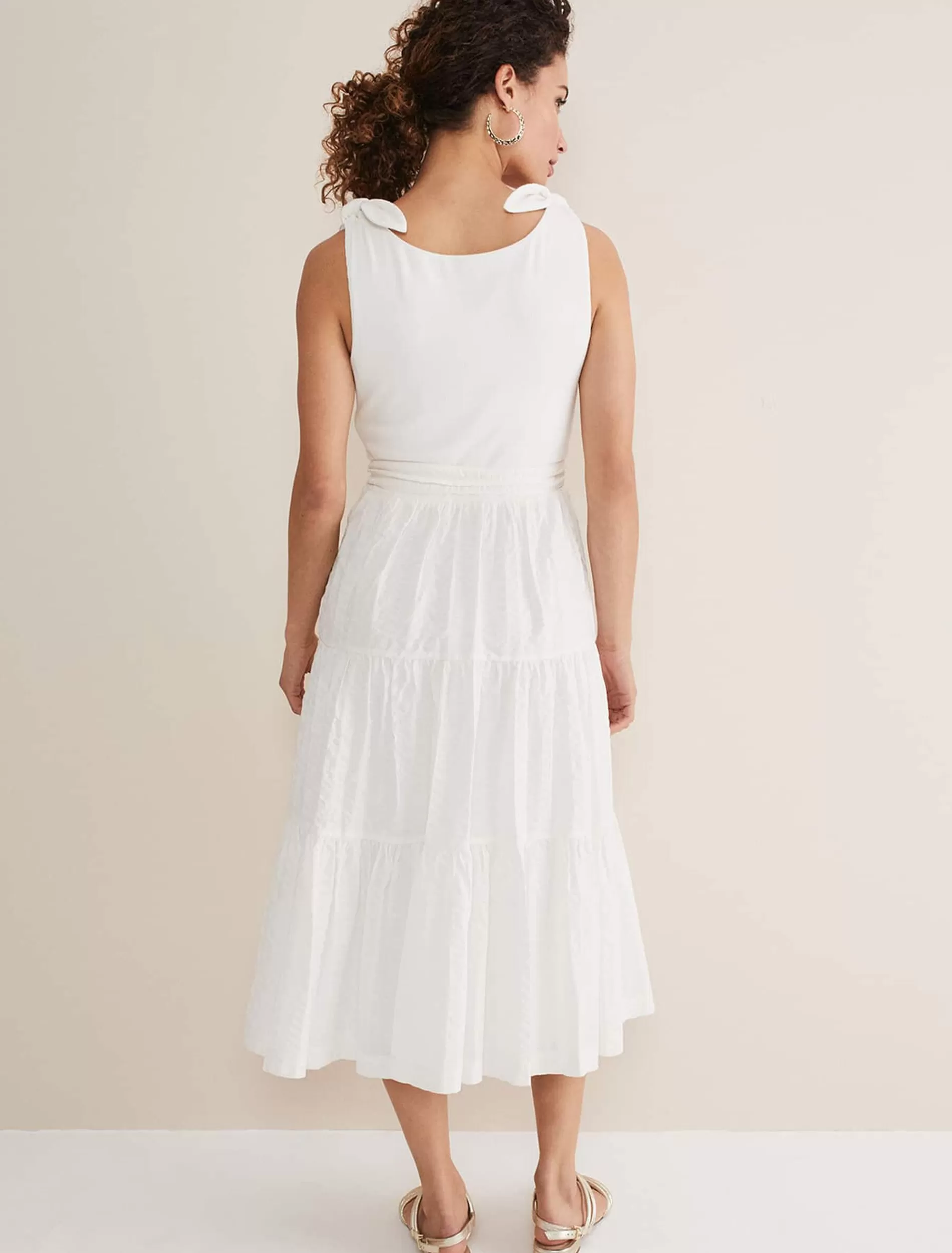 Phase Eight Jennie Strappy Tiered Dress White Hot