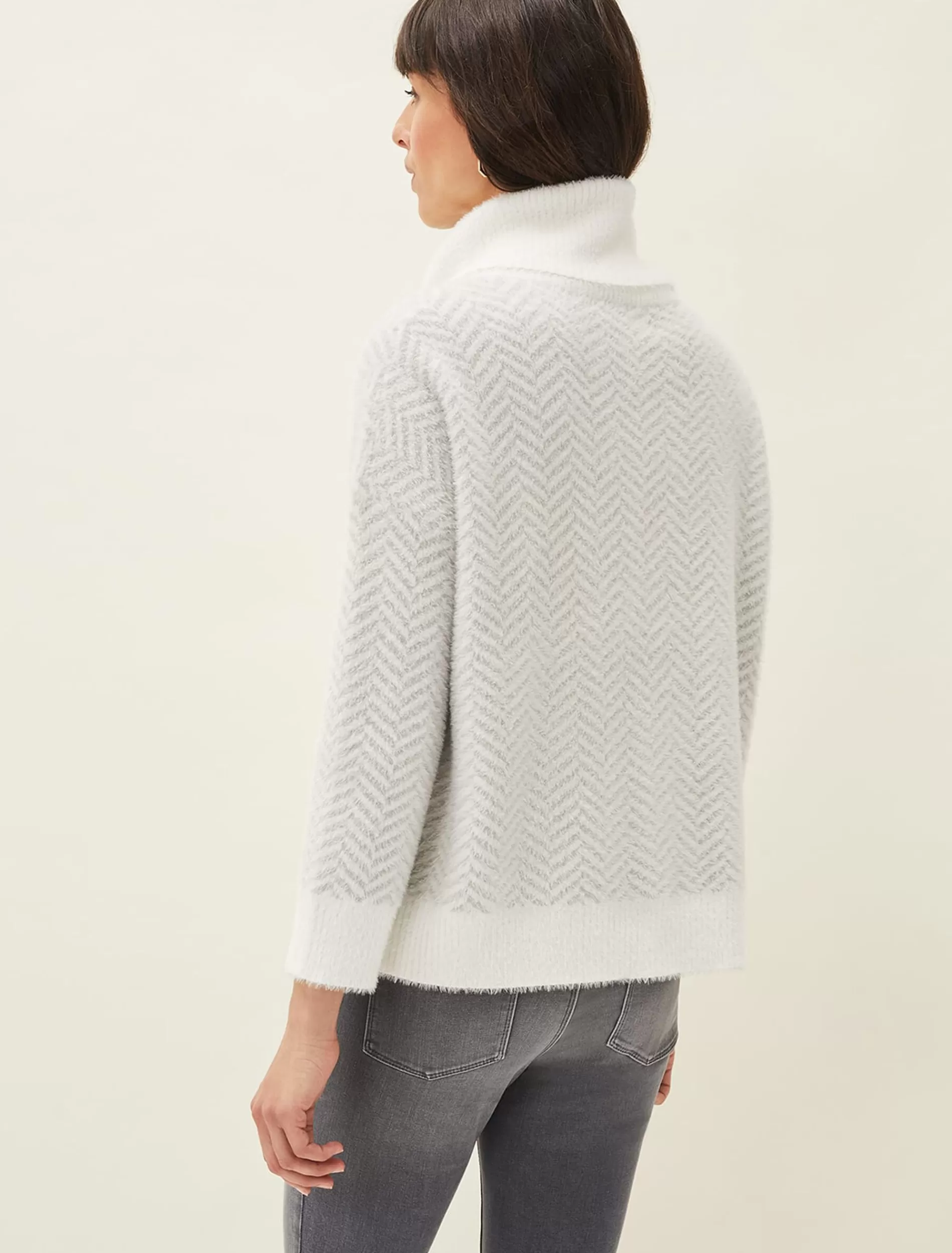 Phase Eight Jess Chevron Jacquard Chunky Jumper Pale Grey Sale