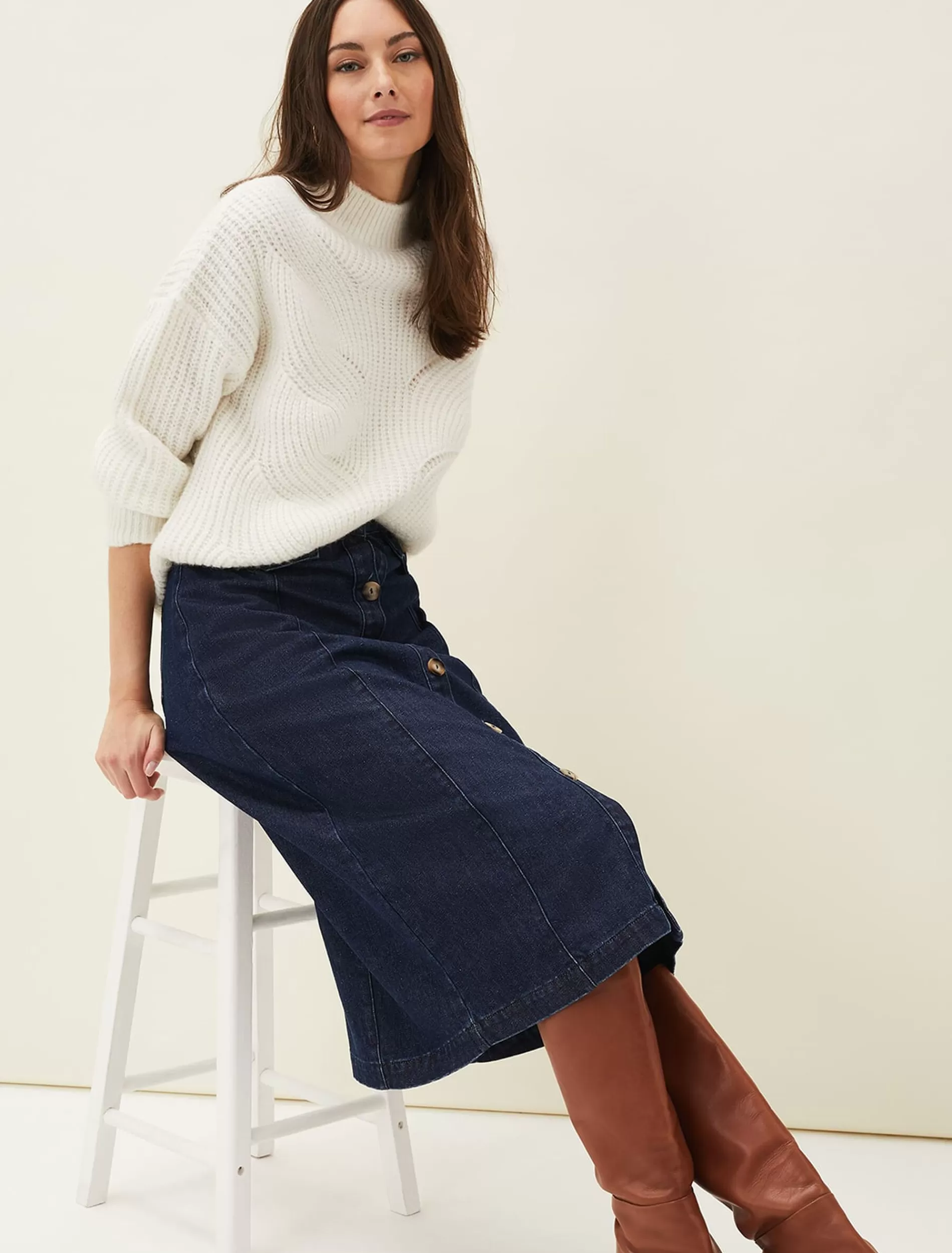 Phase Eight Jessa Midi Pencil Skirt Denim Shop