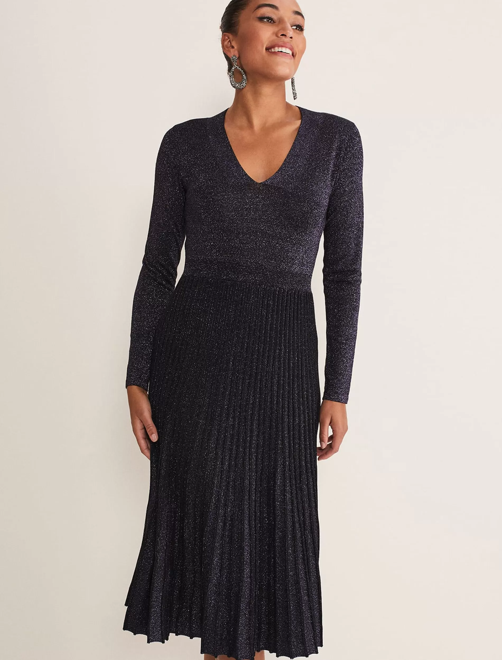 Phase Eight Jessamine Shimmer Knit Dress Purple Hot