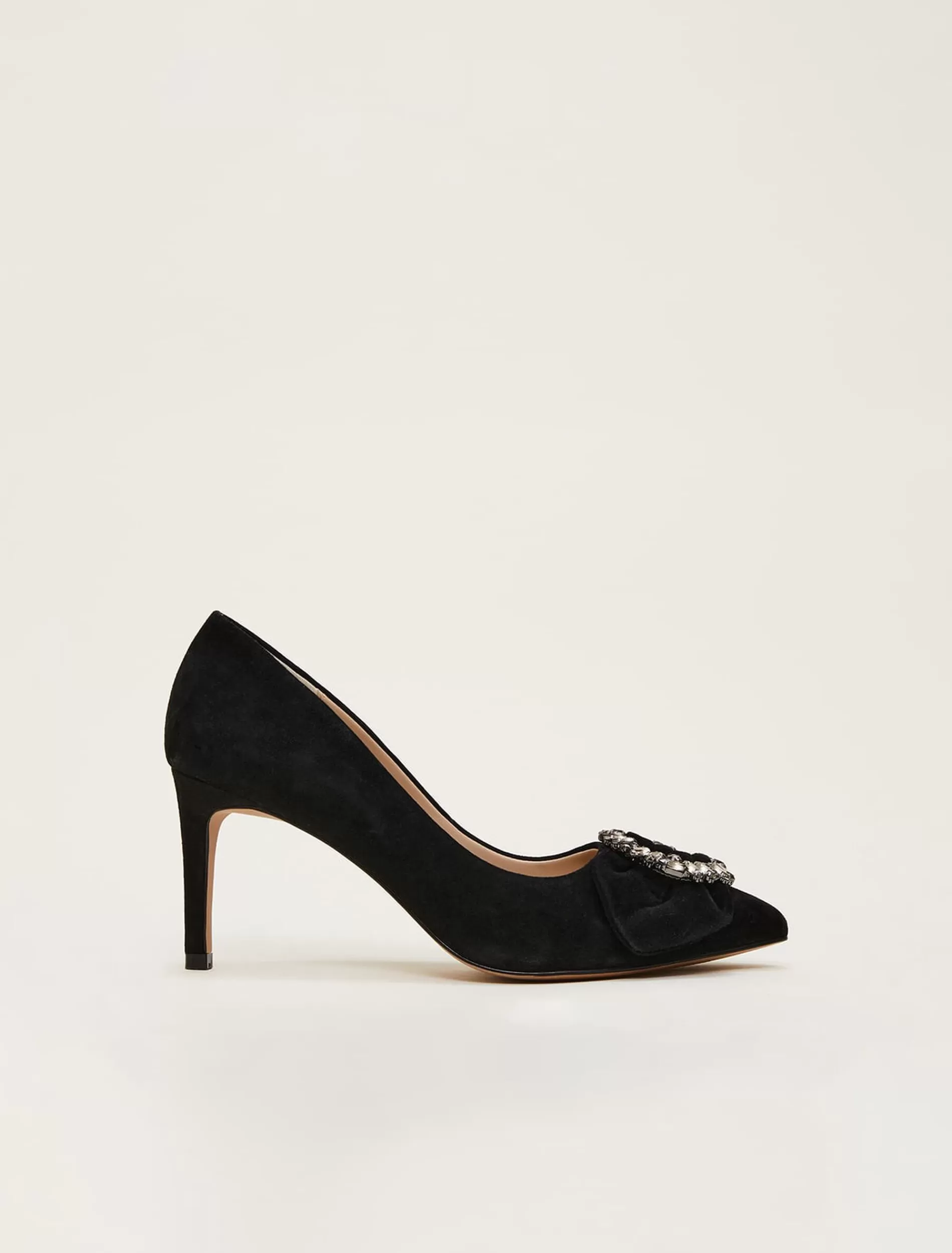 Phase Eight Jewel Front Bow Court Shoe Black Sale