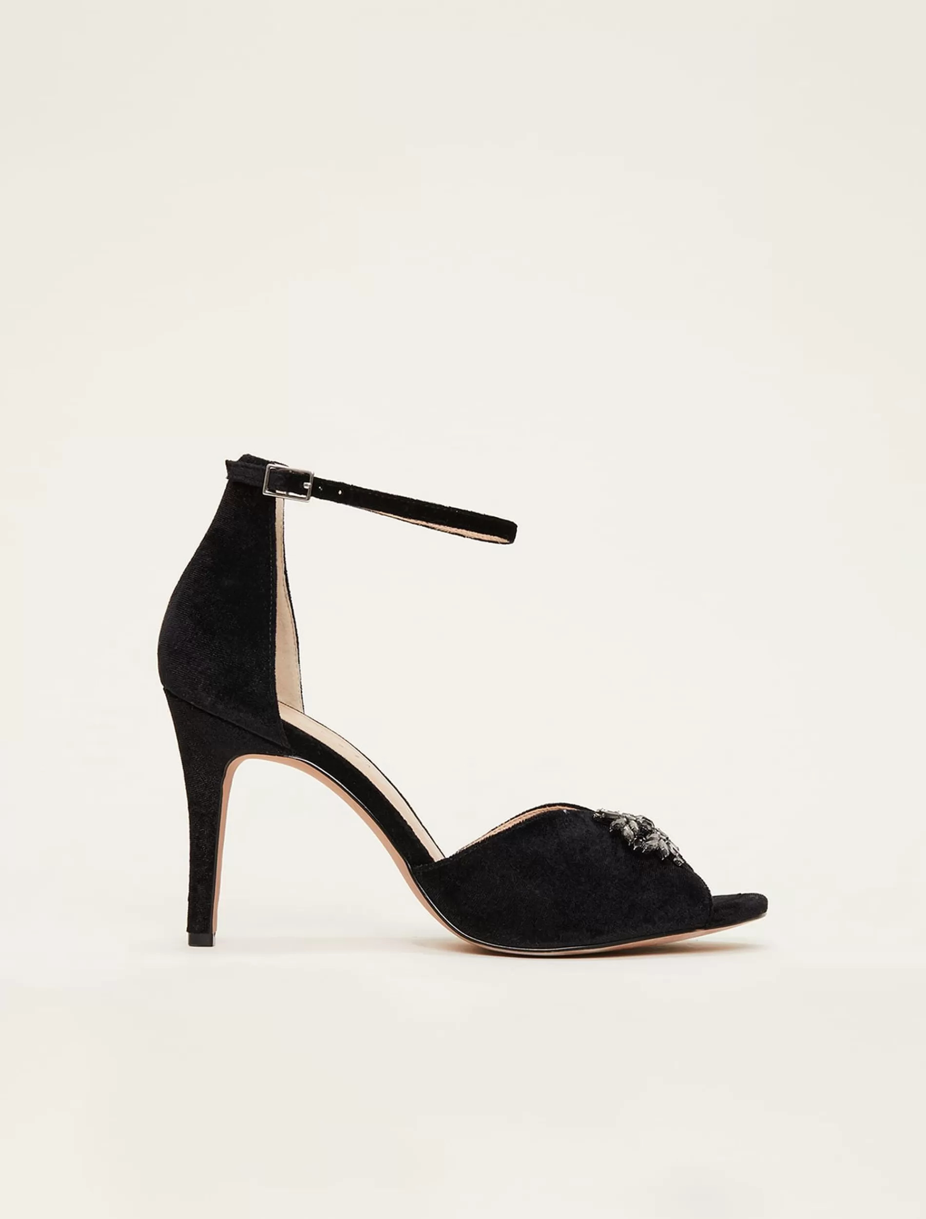 Phase Eight Jewel Front Velvet Sandal Black Cheap