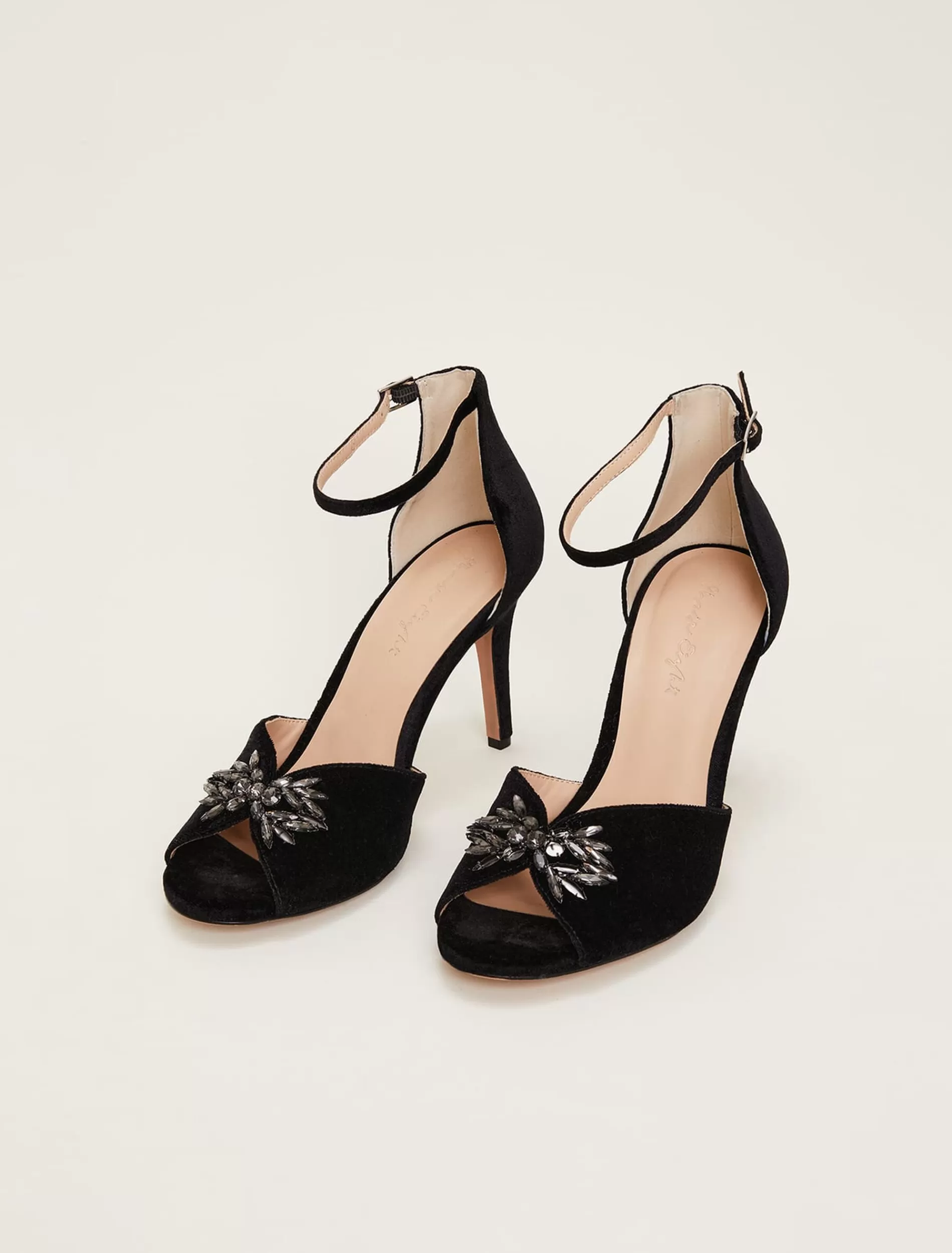 Phase Eight Jewel Front Velvet Sandal Black Cheap