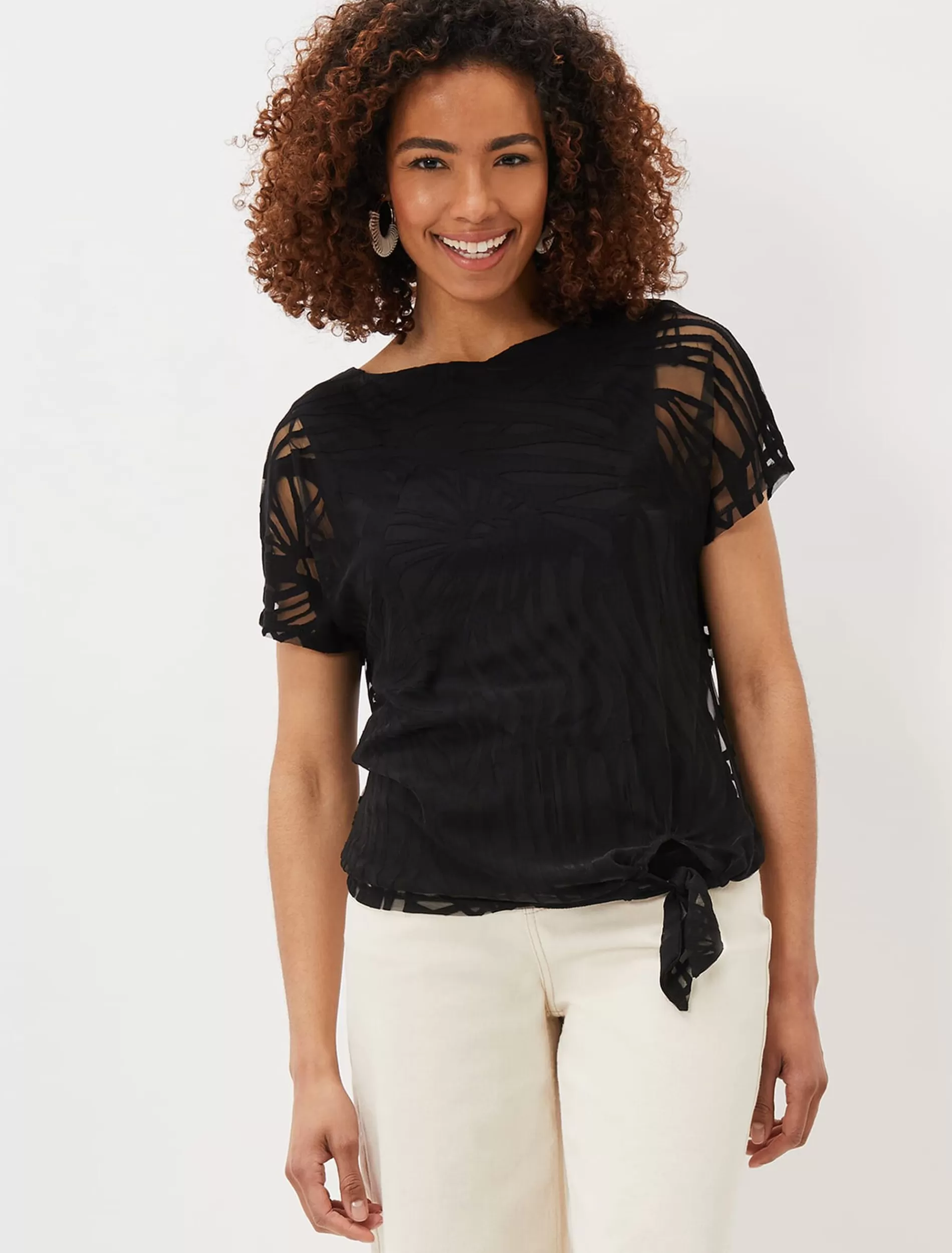 Phase Eight Jo Jo Shell Burnout Top Black Cheap