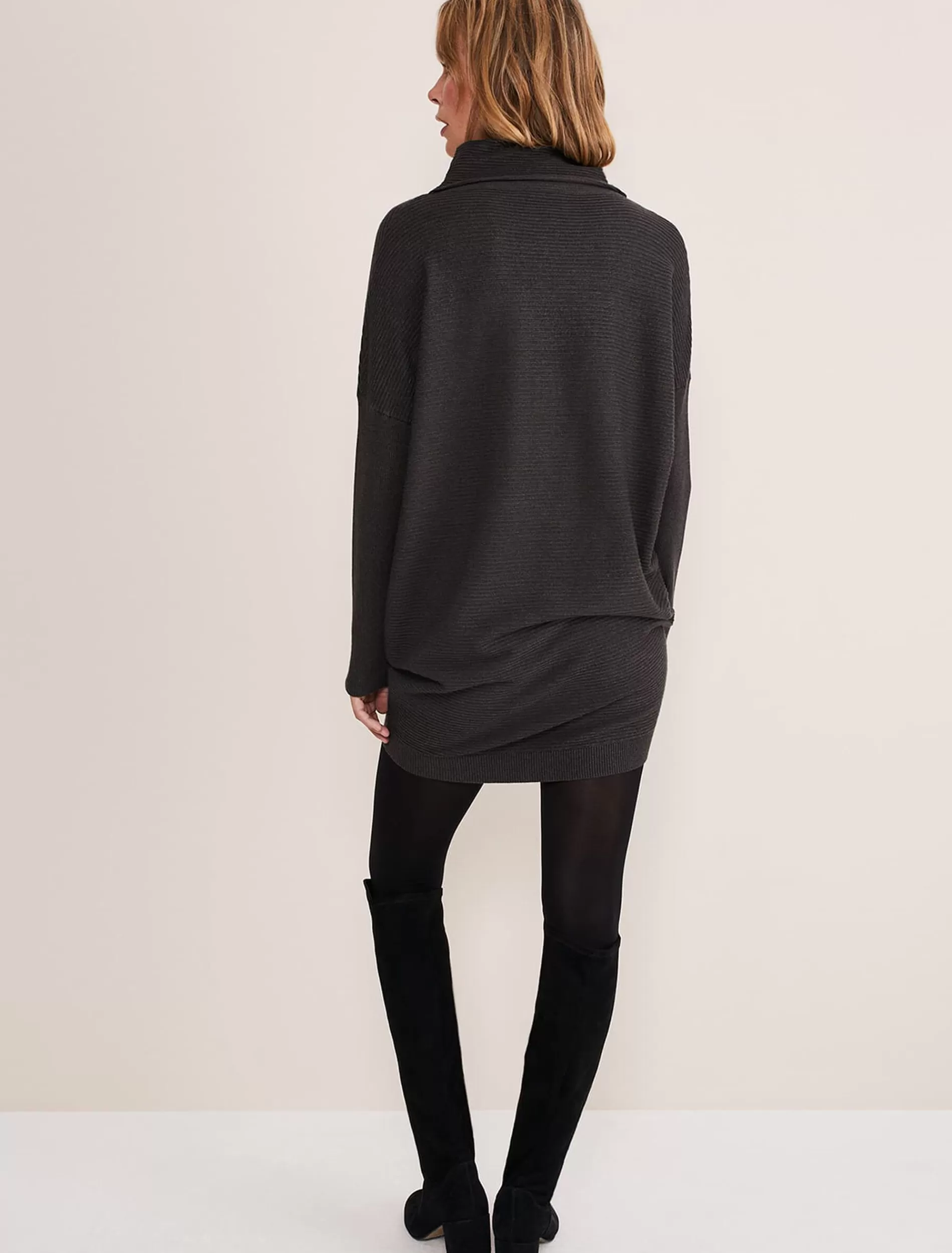 Phase Eight Jocelin Roll Neck Knit Dress Charcoal Best