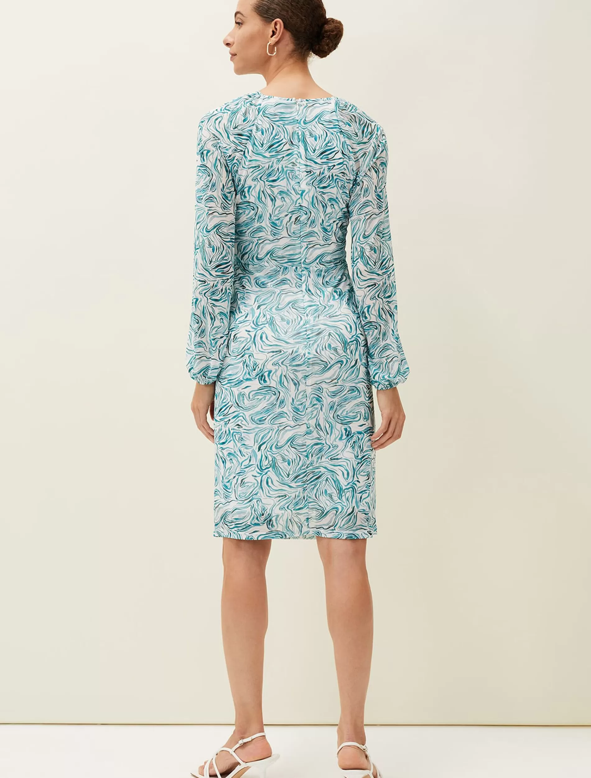 Phase Eight Jolie Swirl Mesh Dress Aquamarine/Ecru Hot