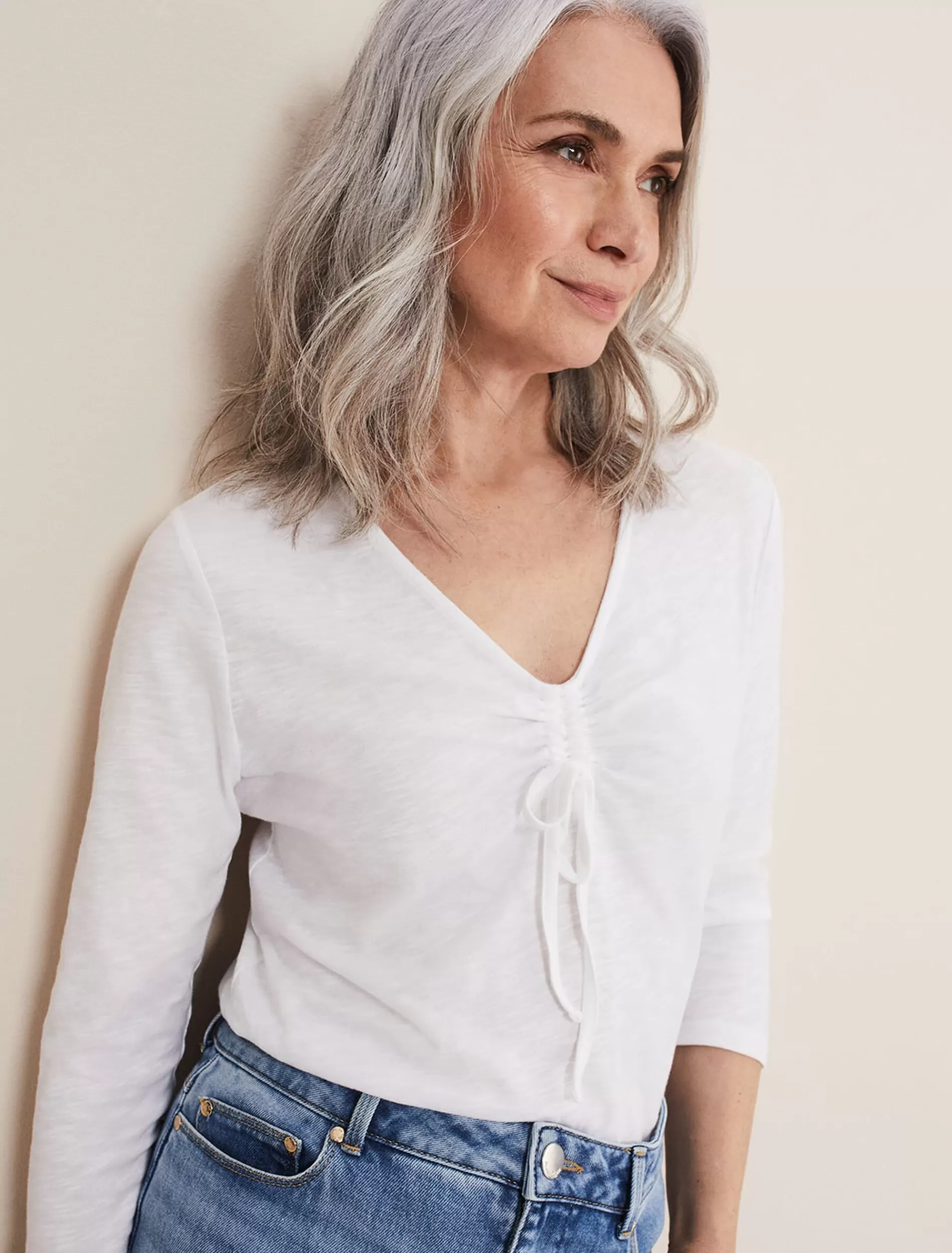 Phase Eight Josey Ruched Front Top White Best